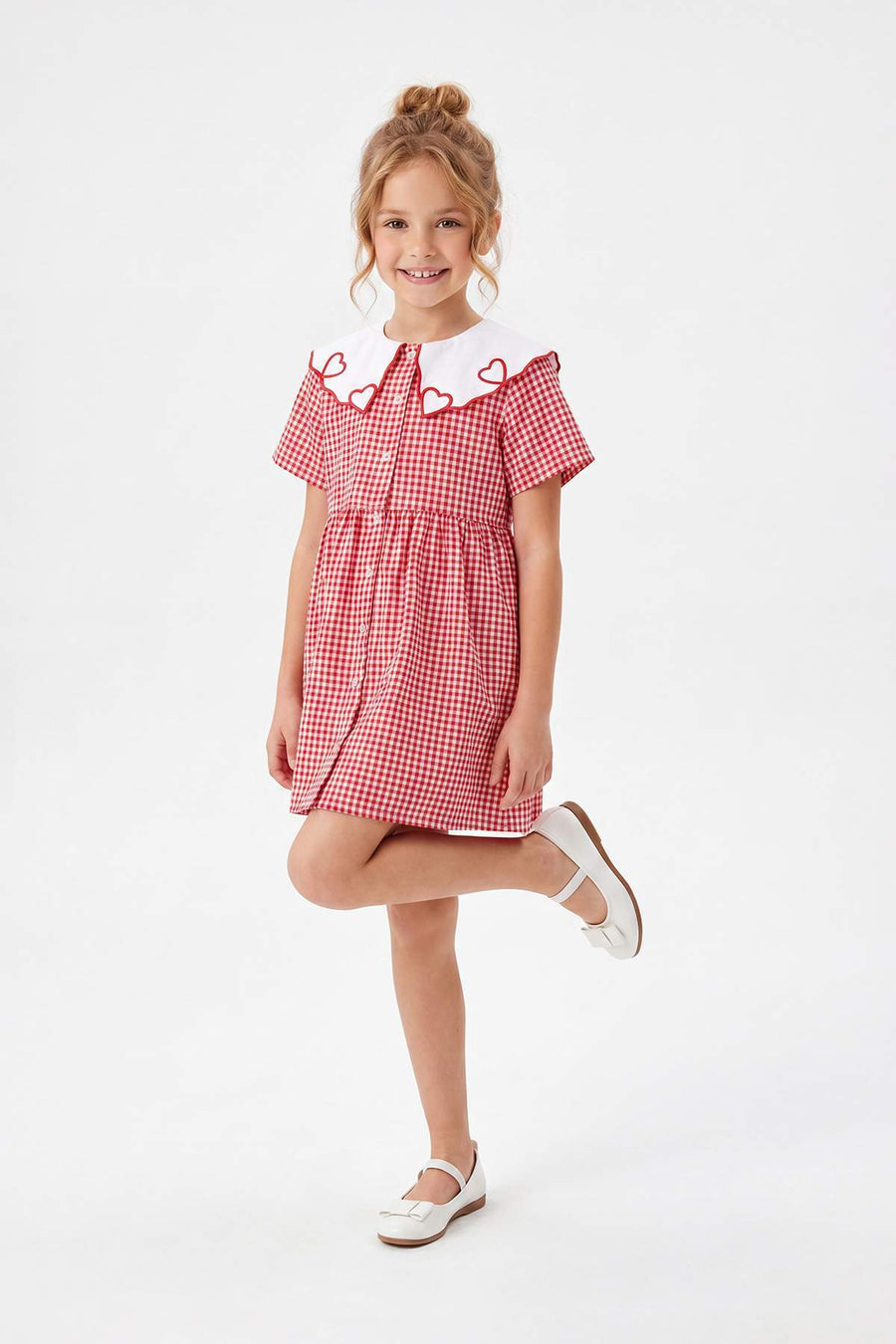 Girls' Red Striped Midi Dress