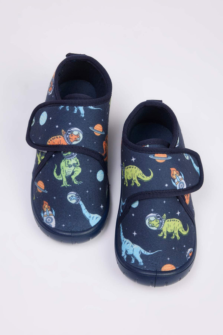 Boys' Navy Dinosaur-Print House Slippers