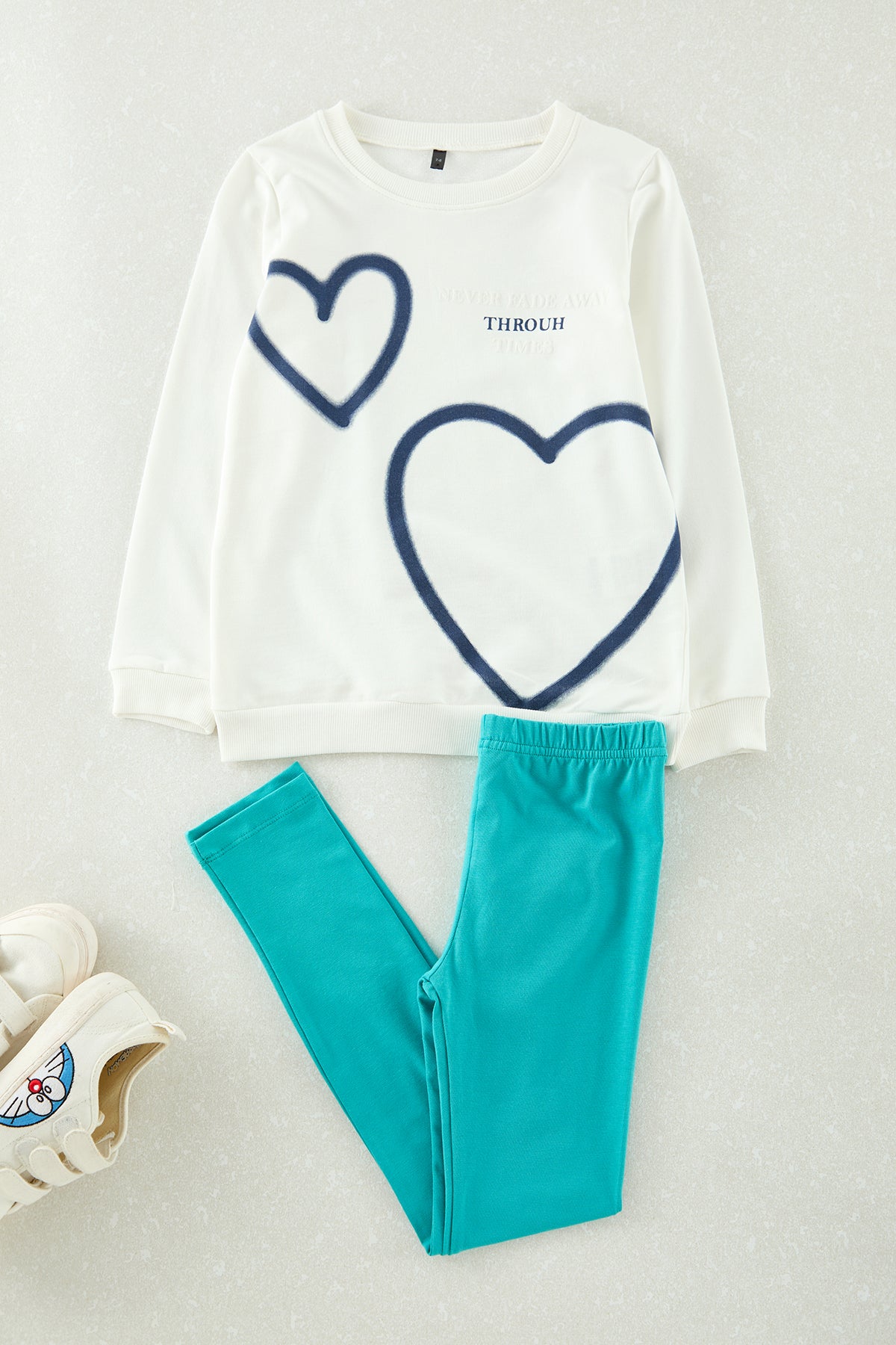 Girls' Ecru Slogan Two-Piece Set