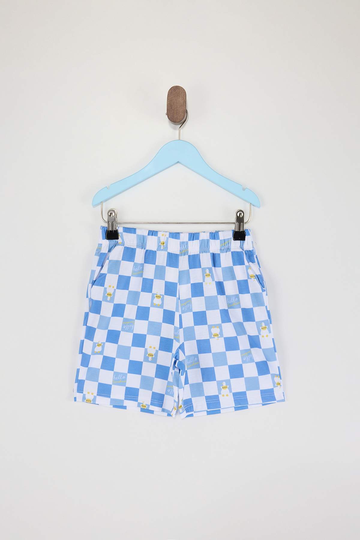 Boys' Blue Mini Me T-Shirt & Check Shorts Pyjama Set