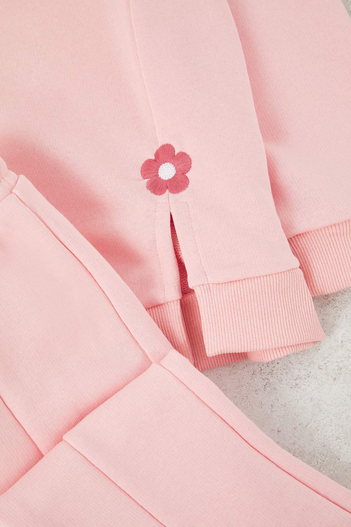 Girls' Ecru Floral Cotton Two-Piece Set