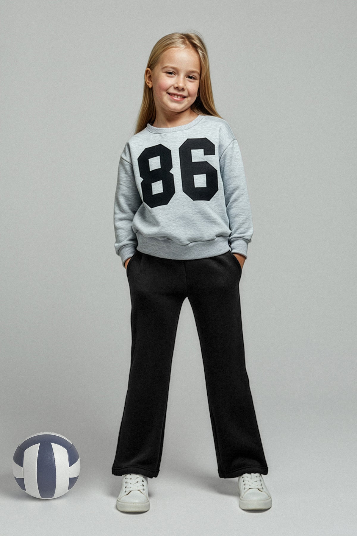 Girls' Mint Printed Oversized Cotton Two-Piece Set