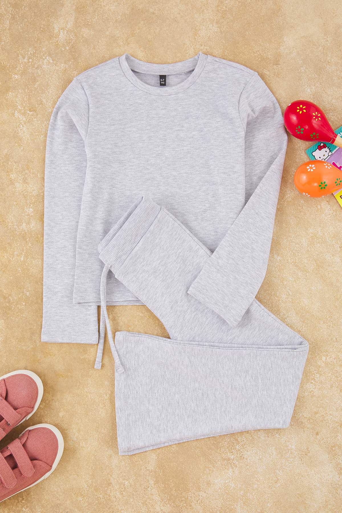 Girls' Burgundy Crew-Neck Top & Leggings Set