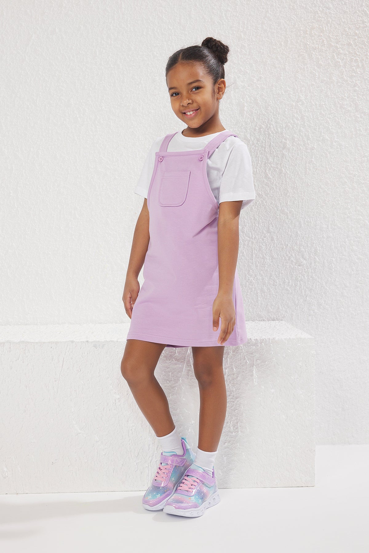 Girls' Lilac T-Shirt & Pinafore Dress Set