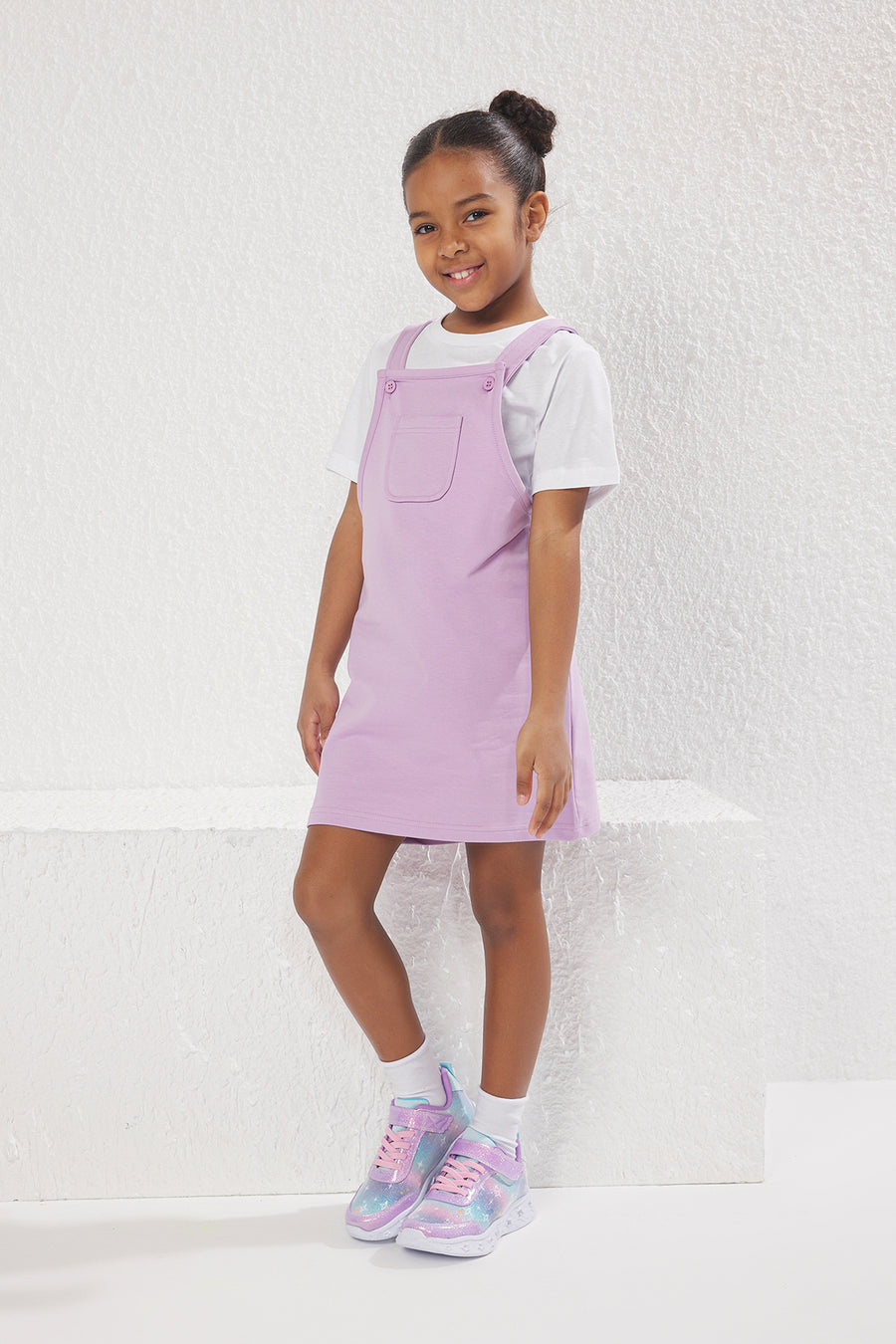 Girls' Lilac T-Shirt & Pinafore Dress Set