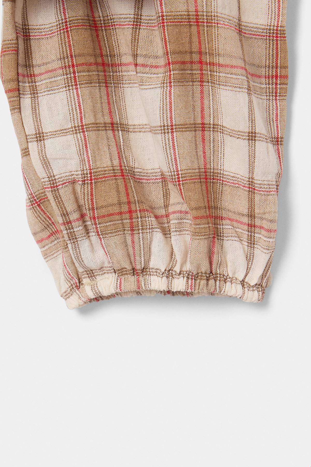 Girls' Plaid Shirred Long-Sleeve Shirt