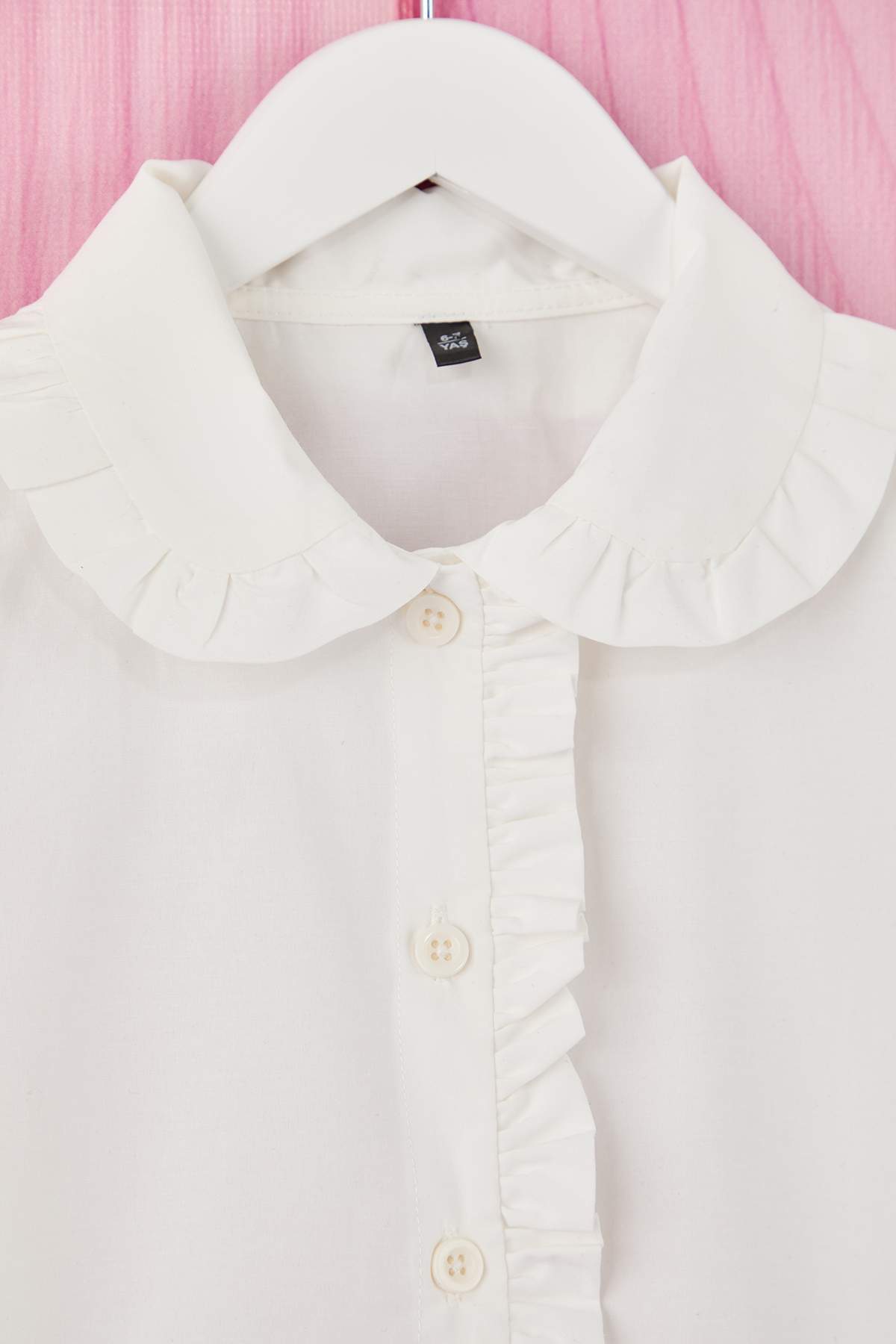 Girls' Ecru Cotton Peter Pan Collar Shirt