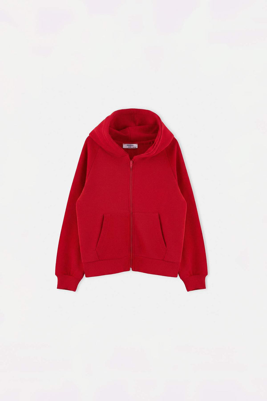 Girls' Red Zip-Up Cotton Sweatshirt Cardigan