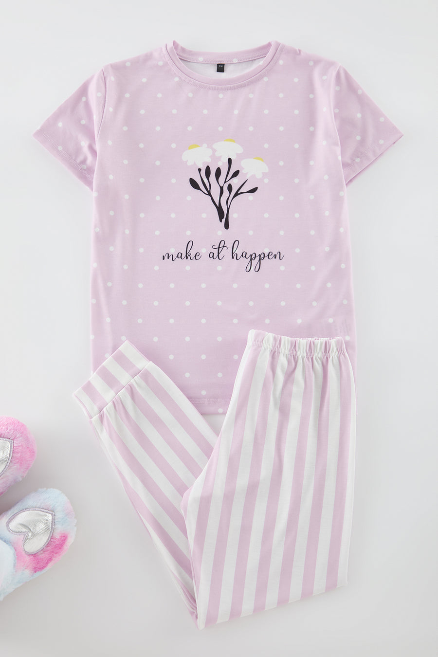 Girls' Lilac Soft Floral-Print Pyjama Set