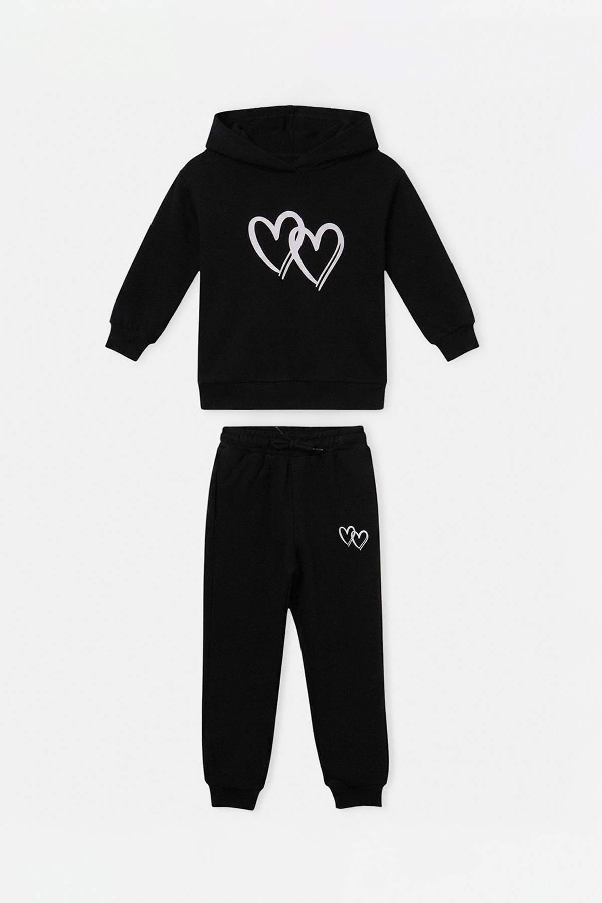 Girls' Black Fleece-Lined Hoodie & Jogger Set
