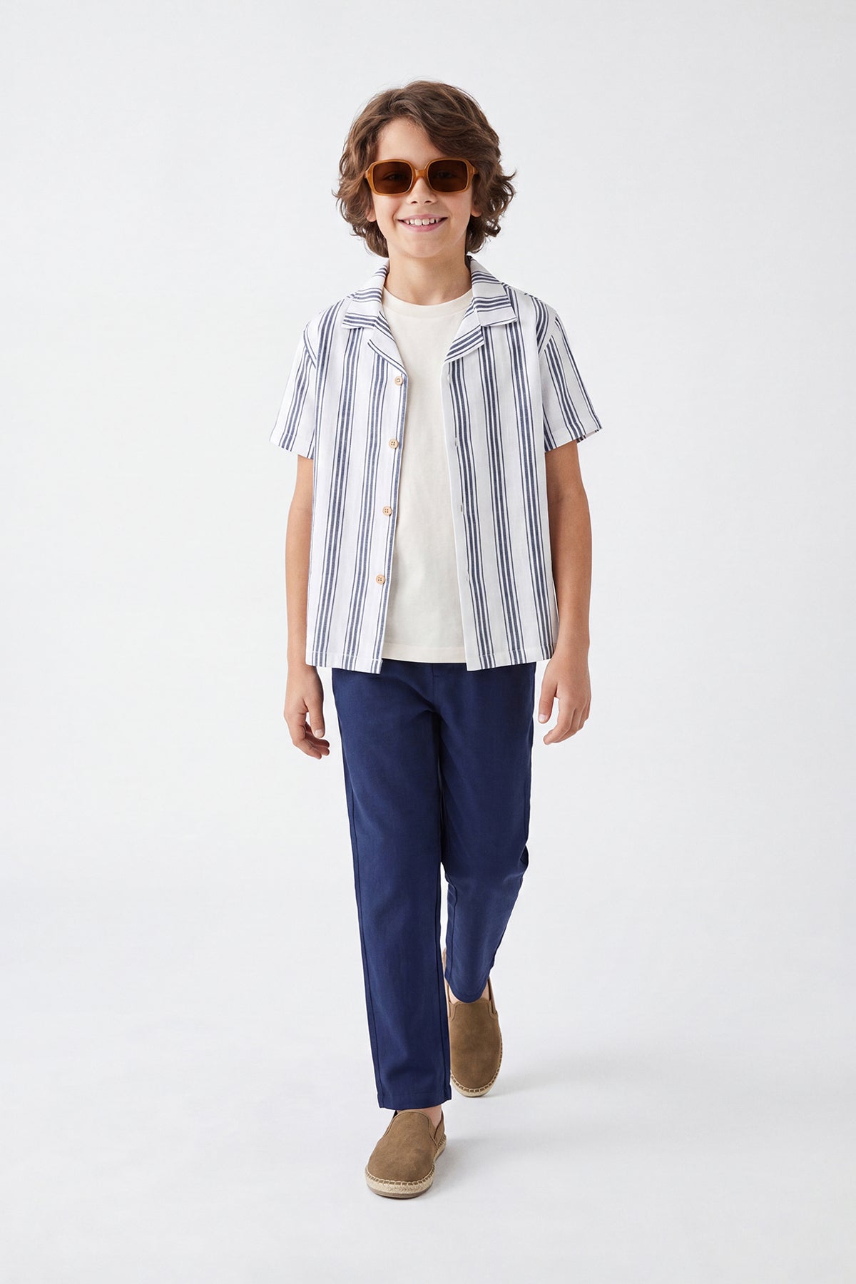 Boys' Stone Shirt, T-Shirt & Trousers 3-Piece Cotton Set