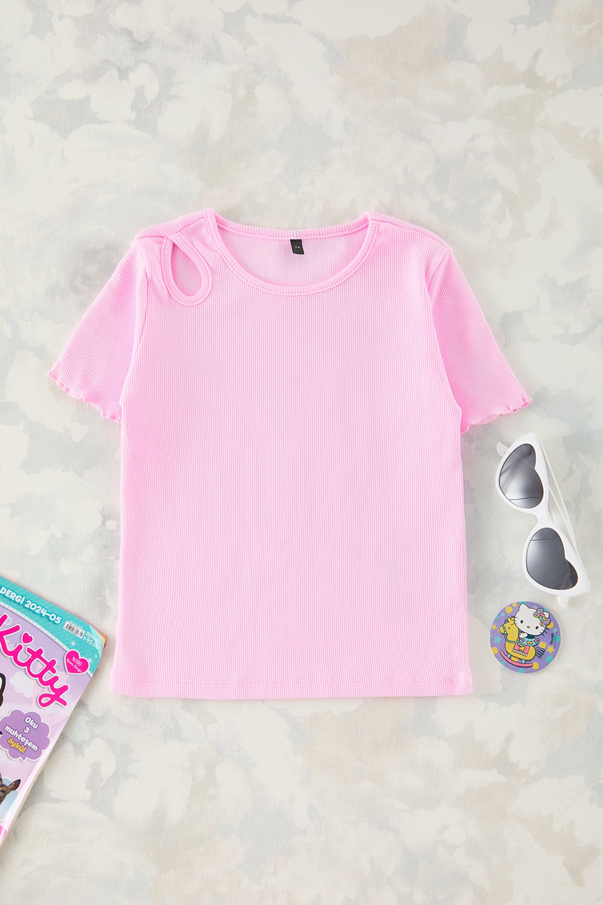 Girls' Cut-Out Detail Cotton T-Shirt