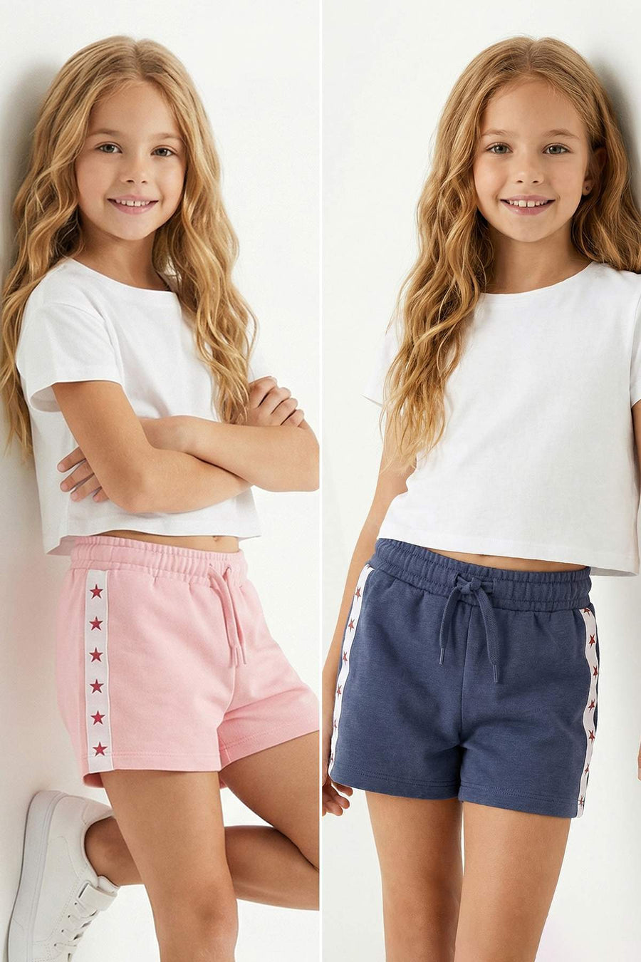 Girls' Plain Knit Shorts 2-Pack