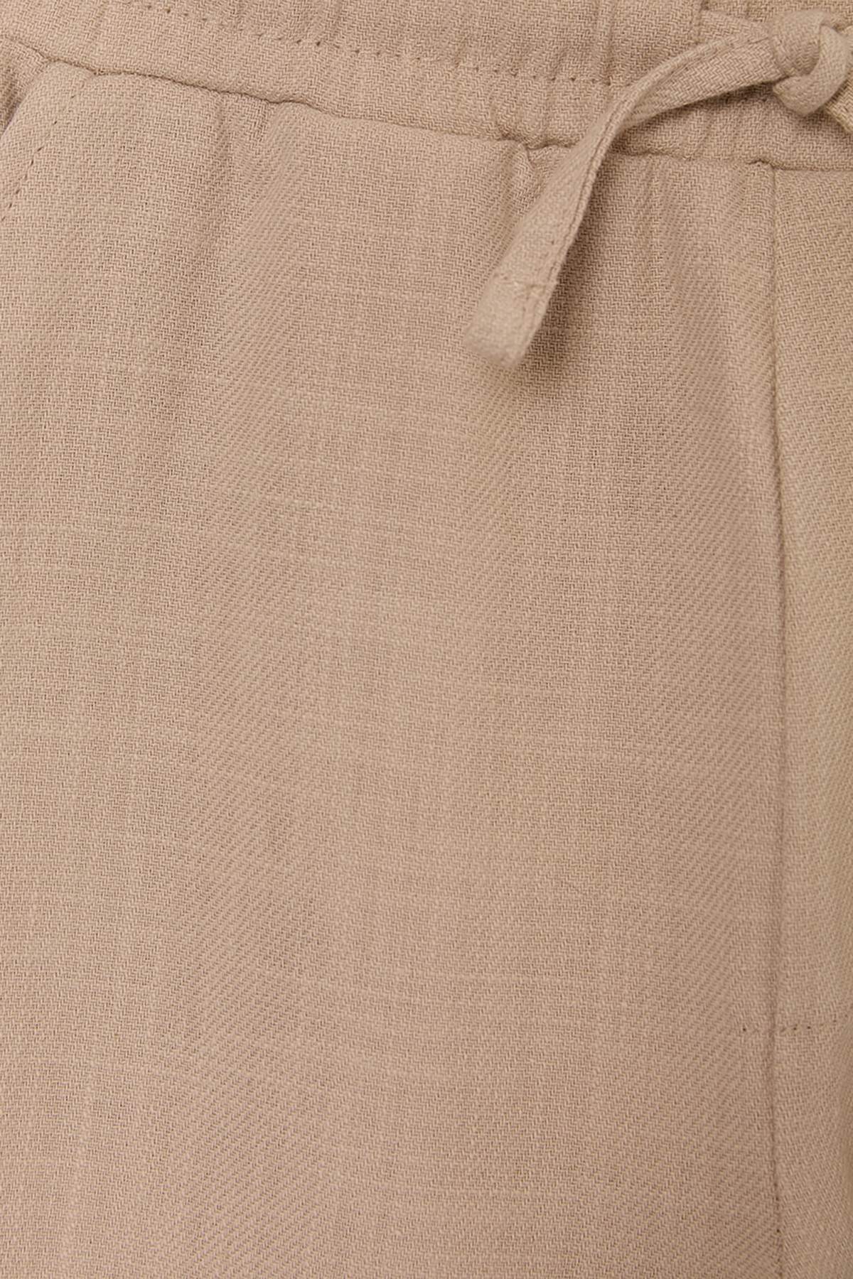 Boys' Beige Cotton Plain Trousers