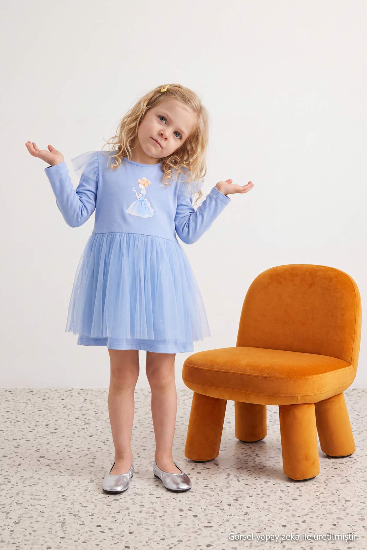 Girls' Light Blue Tutu Mini Dress