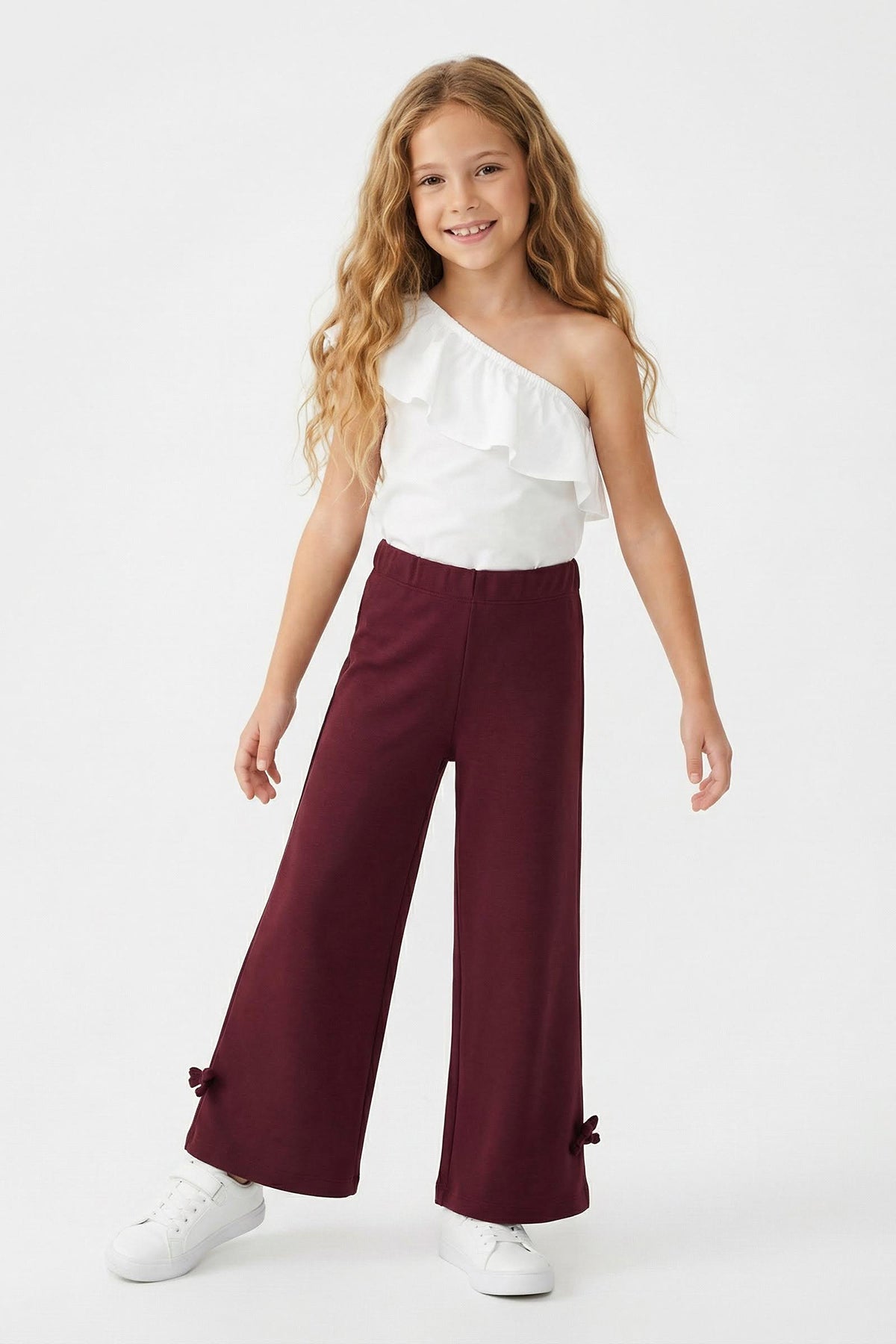 Girls' Navy Ribbon-Detail Knit Trousers