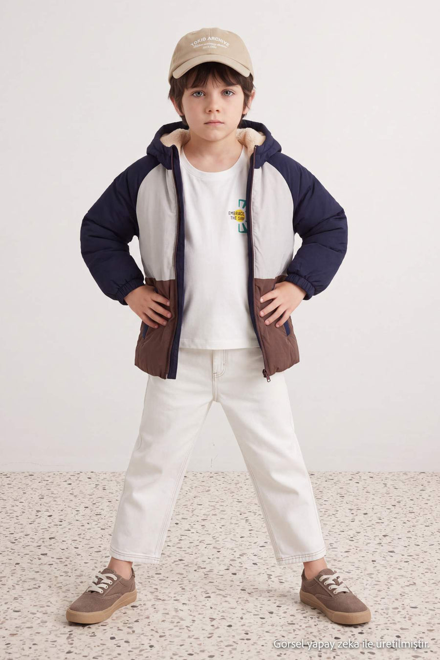 Boys' Colour-Block Fleece-Lined Hooded Puffer Coat