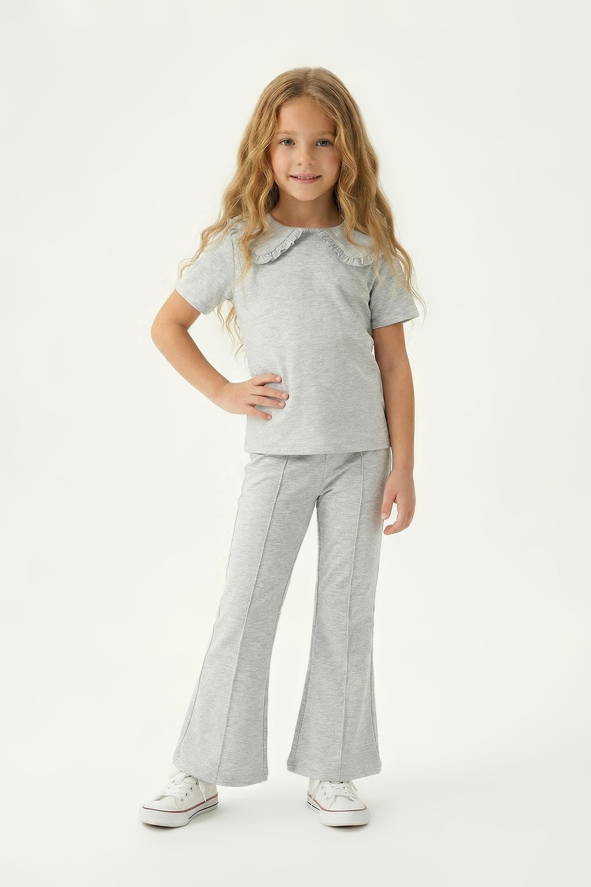 Girls' Burgundy Peter Pan Collar Two-Piece Set