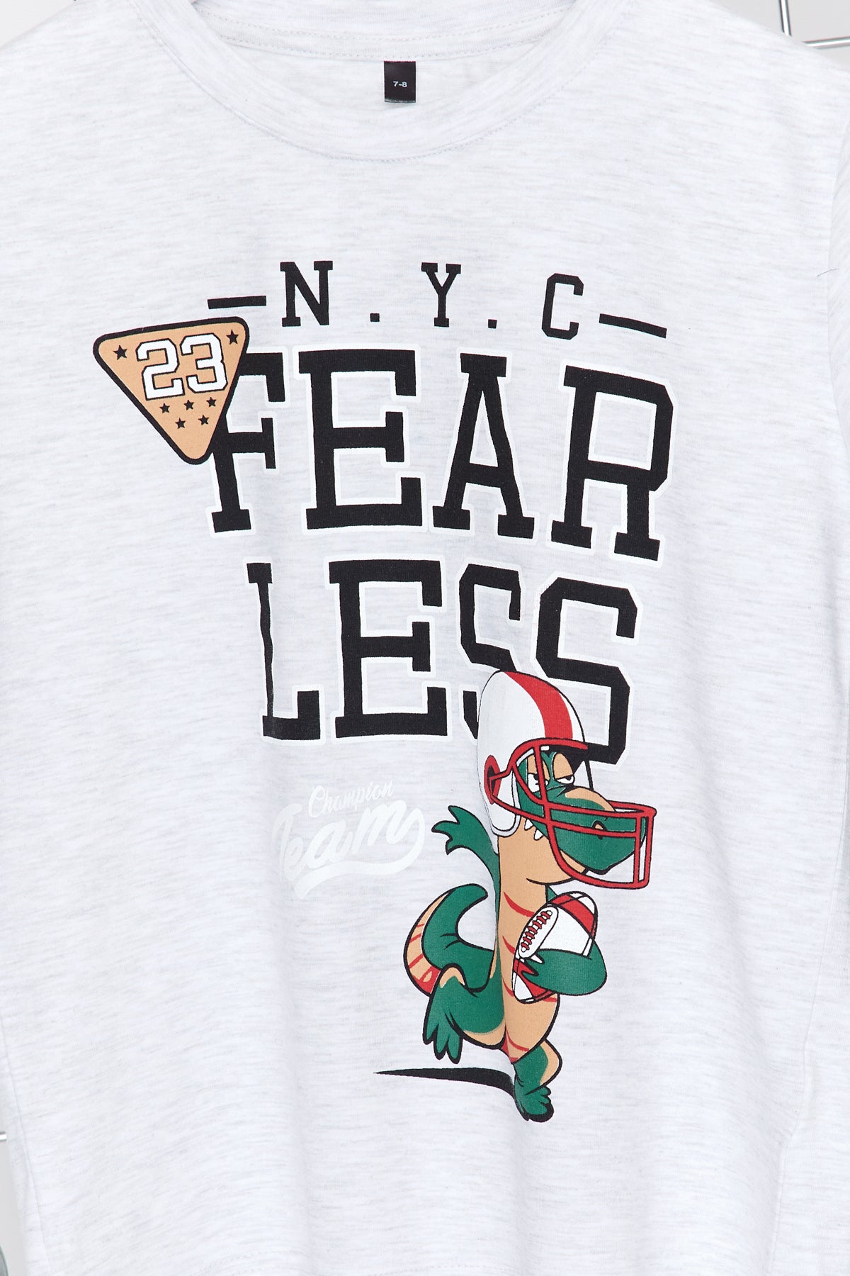 Boys' Grey Dinosaur-Print Cotton T-Shirt