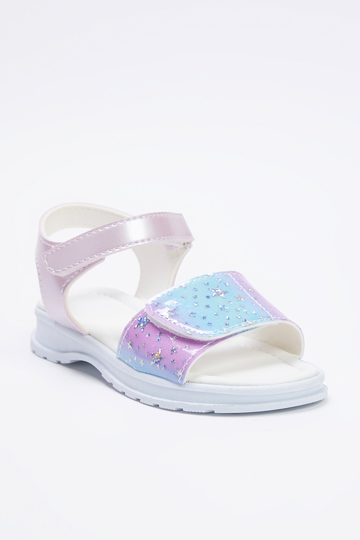 Girls' Lilac Shiny Star Velcro Sandals