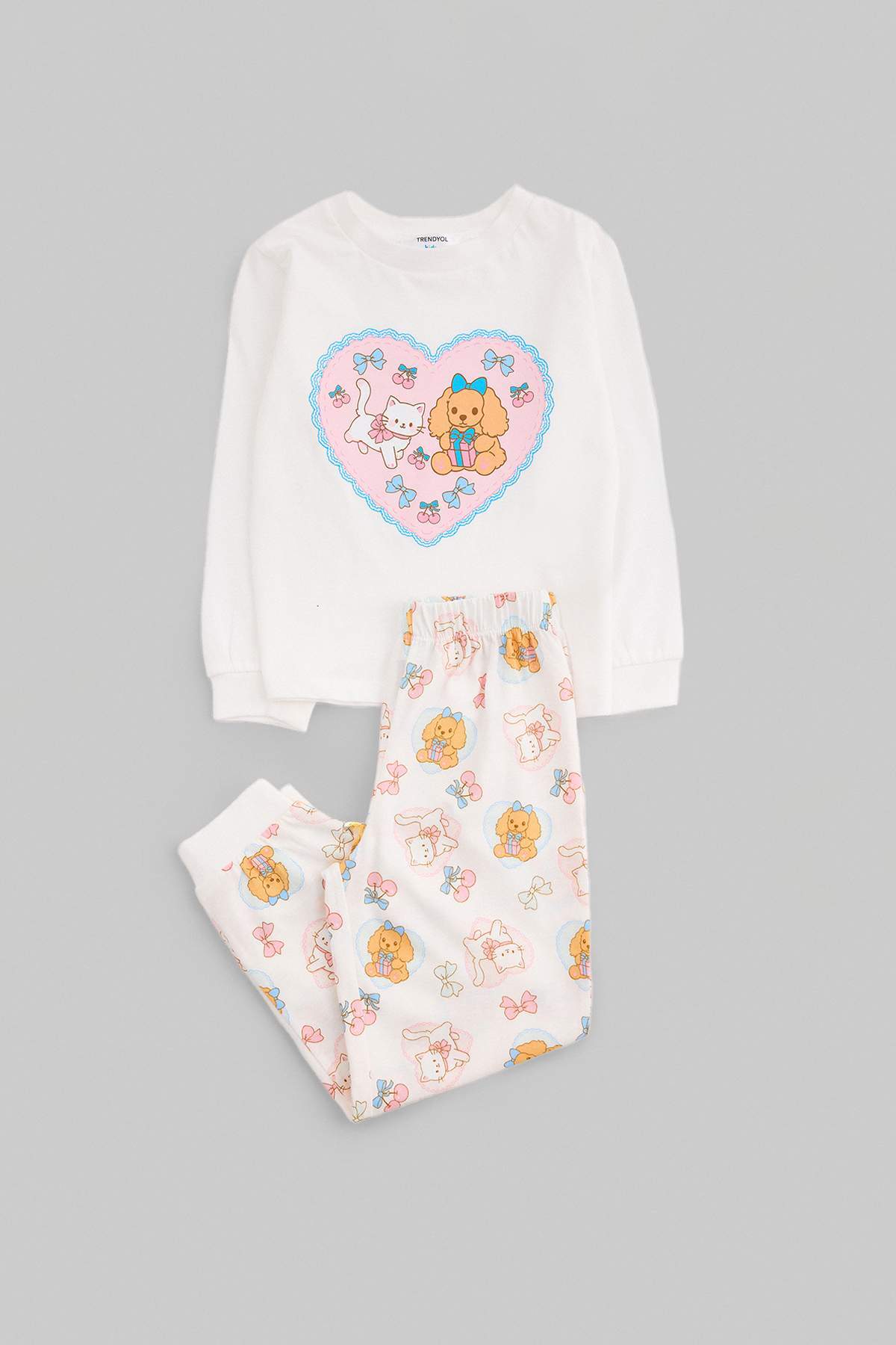 Girls' Pink Heart-Print Pyjama Set