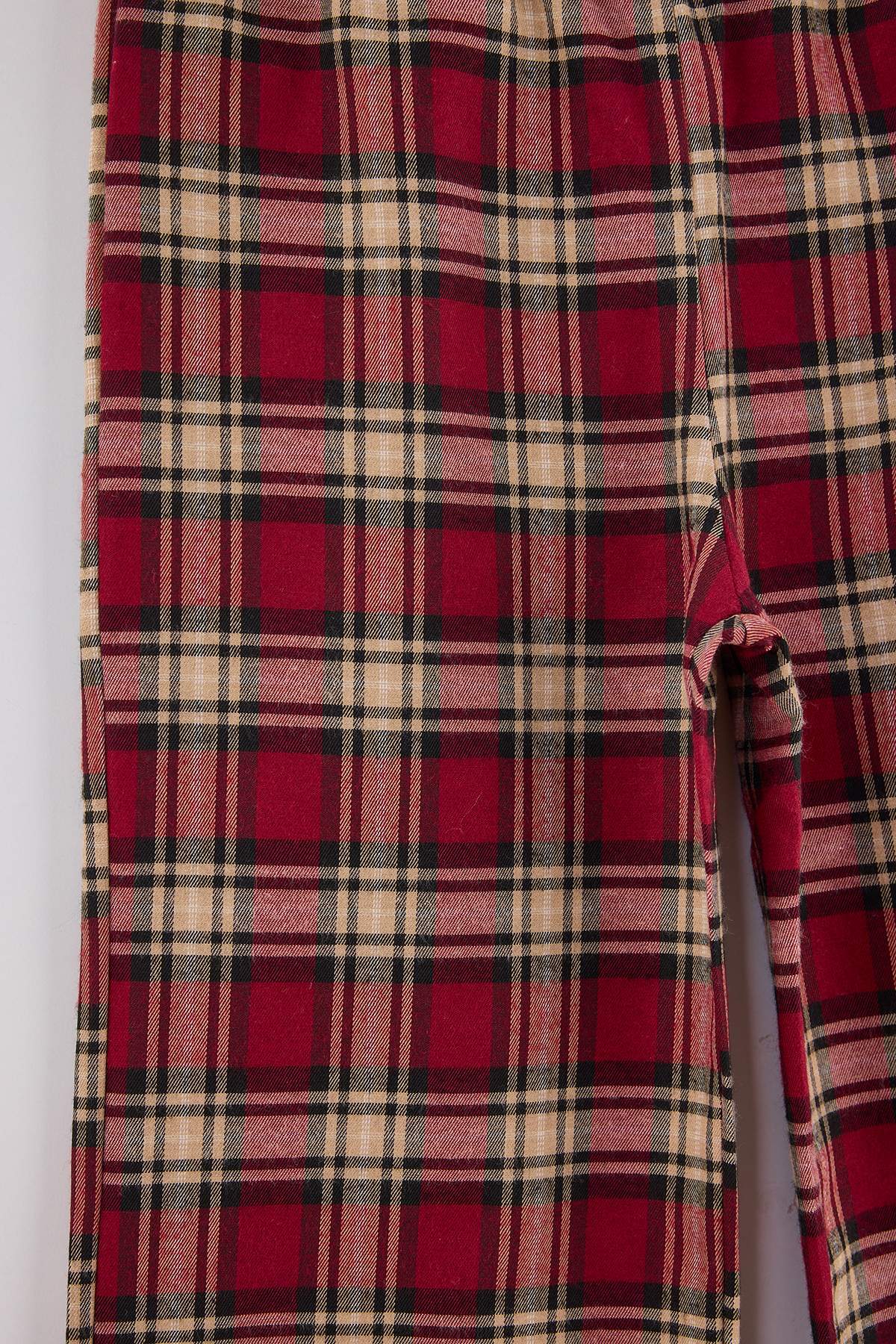 Girls' Burgundy Check Knit Trousers