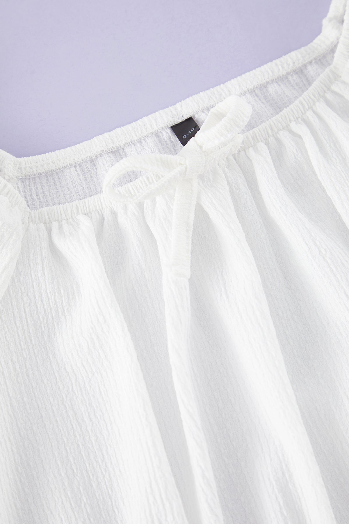 Girls' Ecru Puff-Sleeve Stretch Top