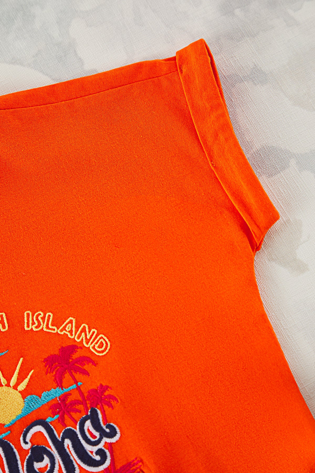 Girls' Orange Slogan-Print Cotton T-Shirt