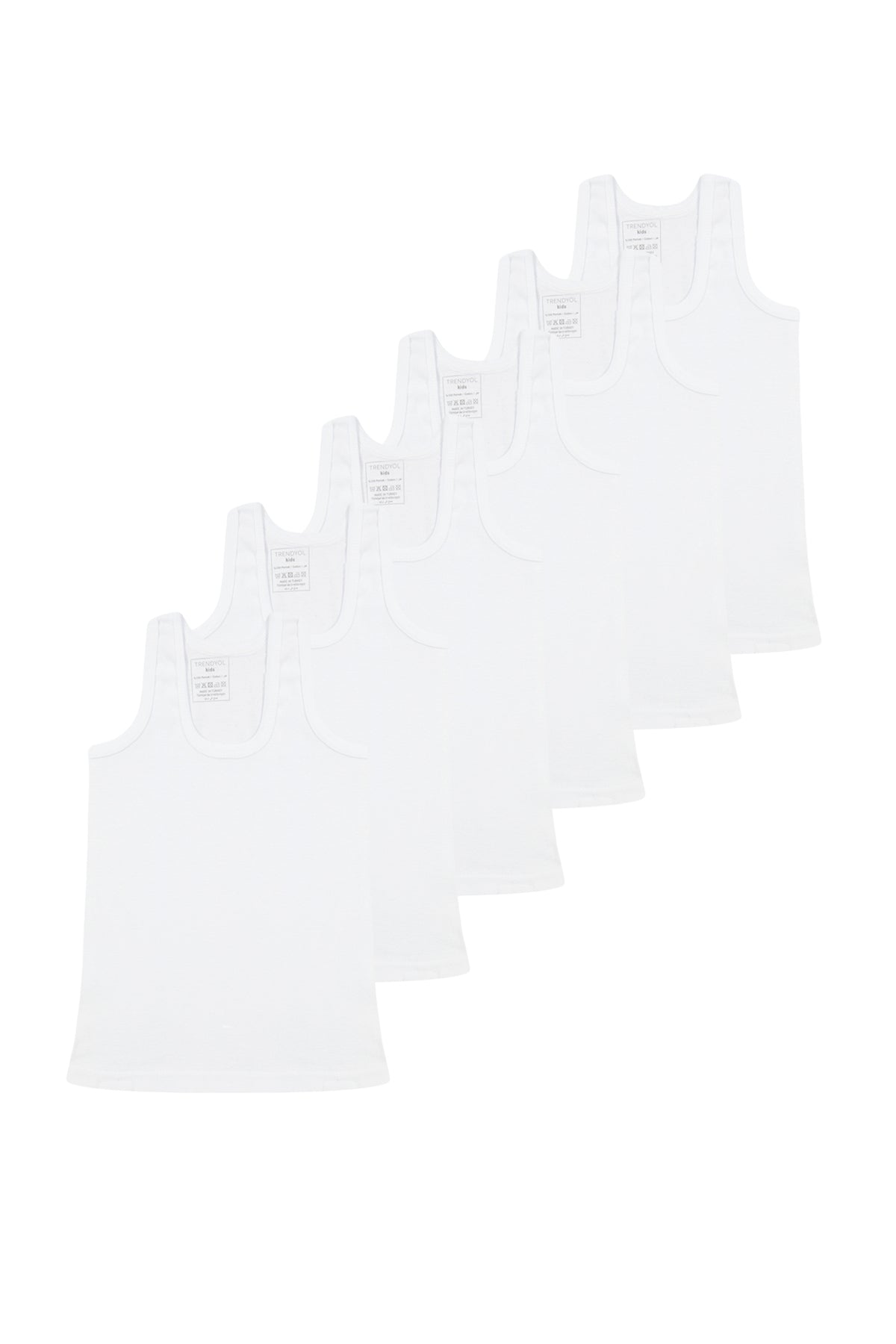 Kids' White Basic Cotton Vest 6-Pack