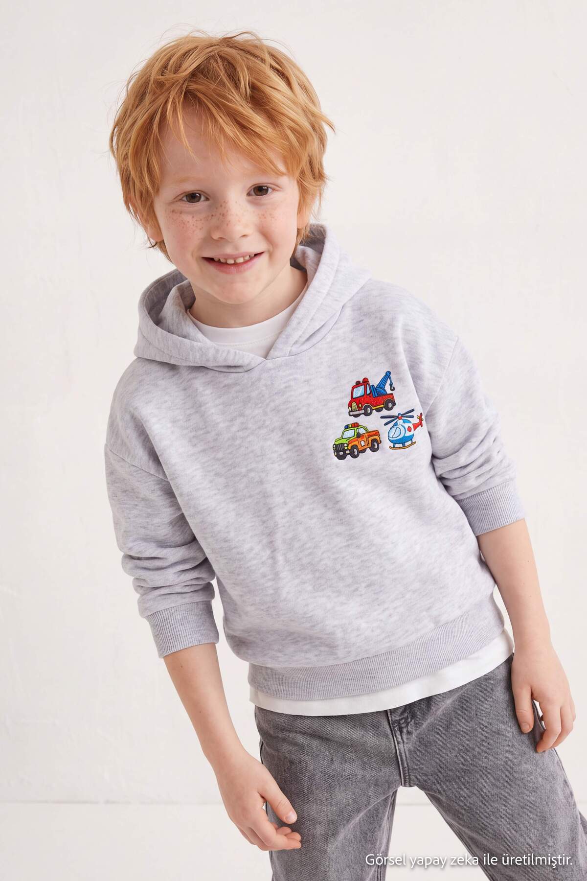 Boys' Car-Print Marl Hoodie