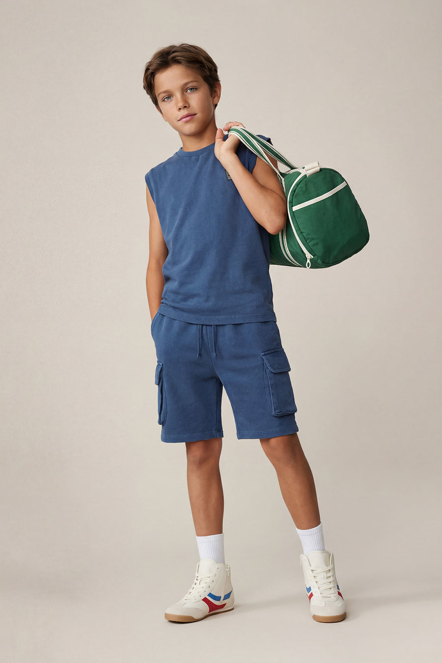 Boys' Indigo Washed-Effect Sleeveless Top & Shorts Set