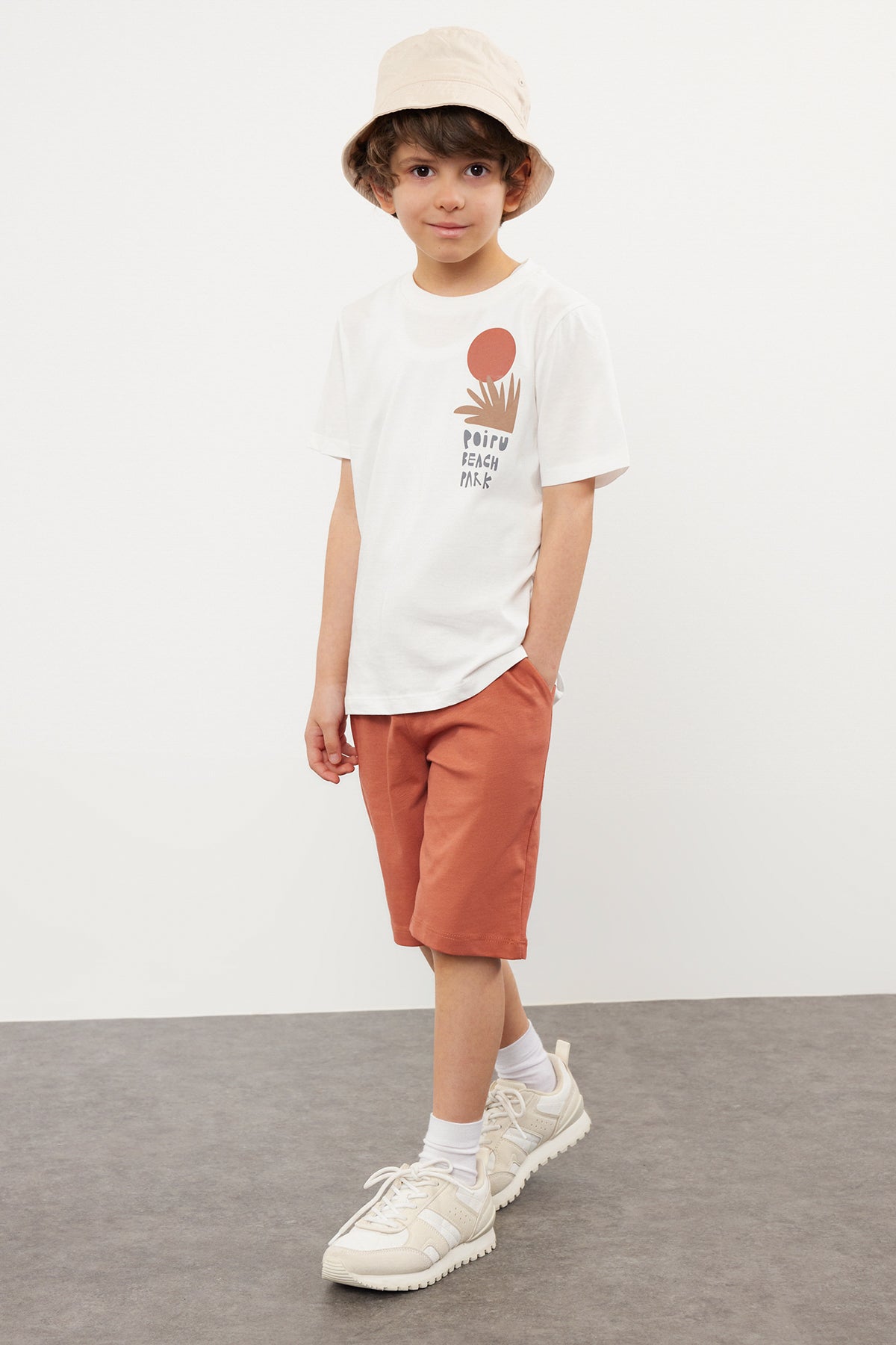Boys' Saxe Blue Back-Print Cotton T-Shirt & Shorts Set