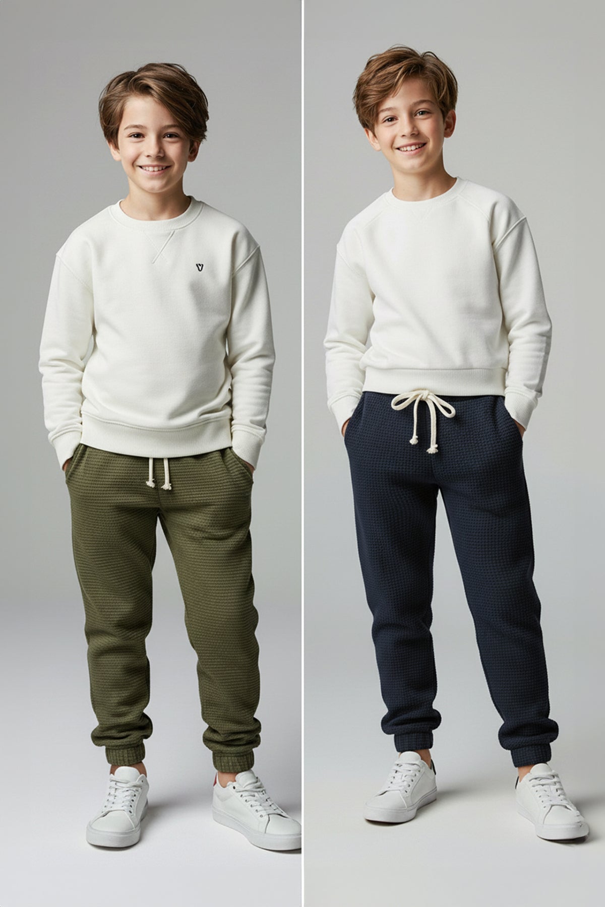 Boys' Stone & Brown 2-Pack Textured Joggers