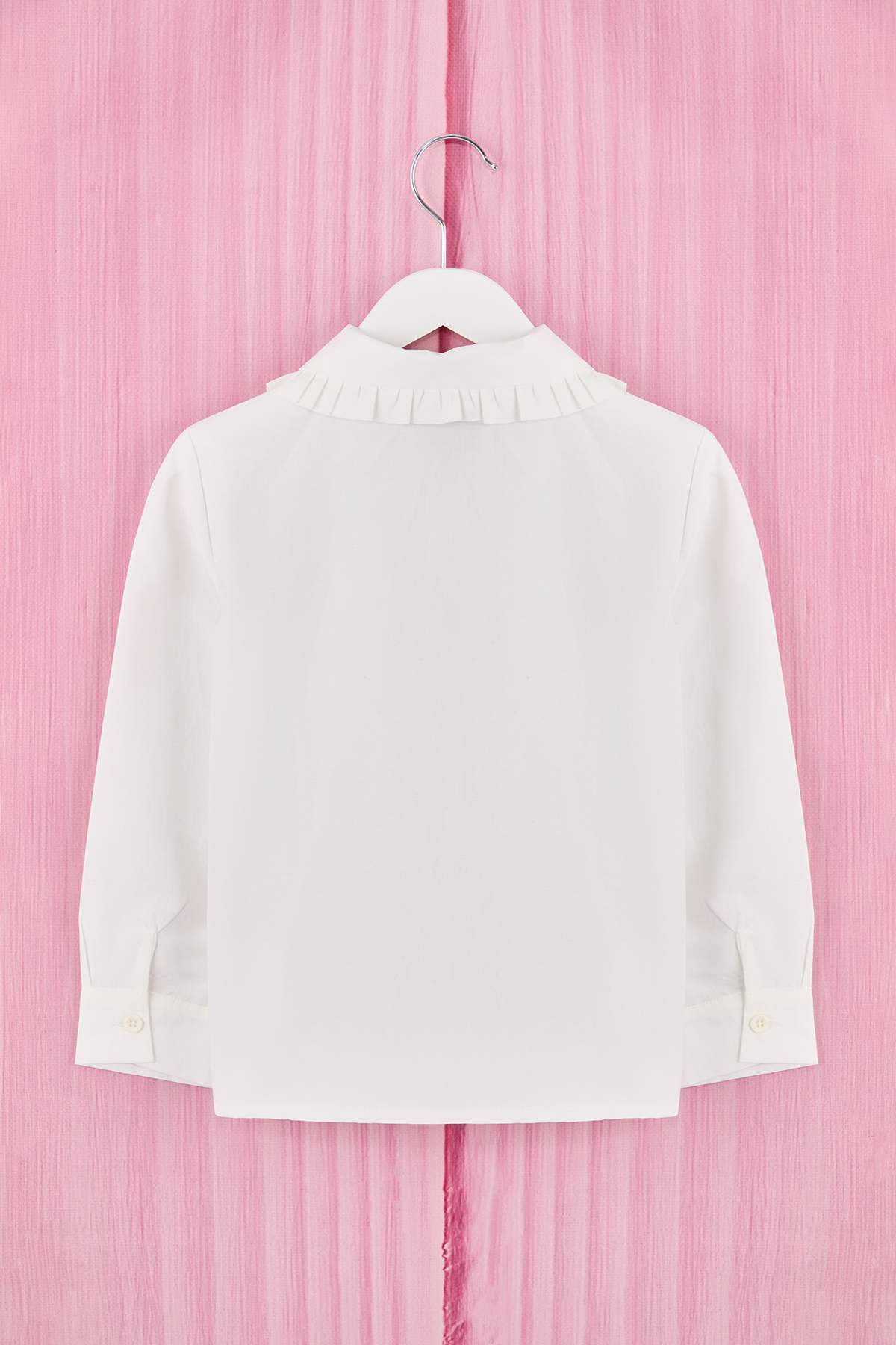 Girls' Ecru Cotton Peter Pan Collar Shirt
