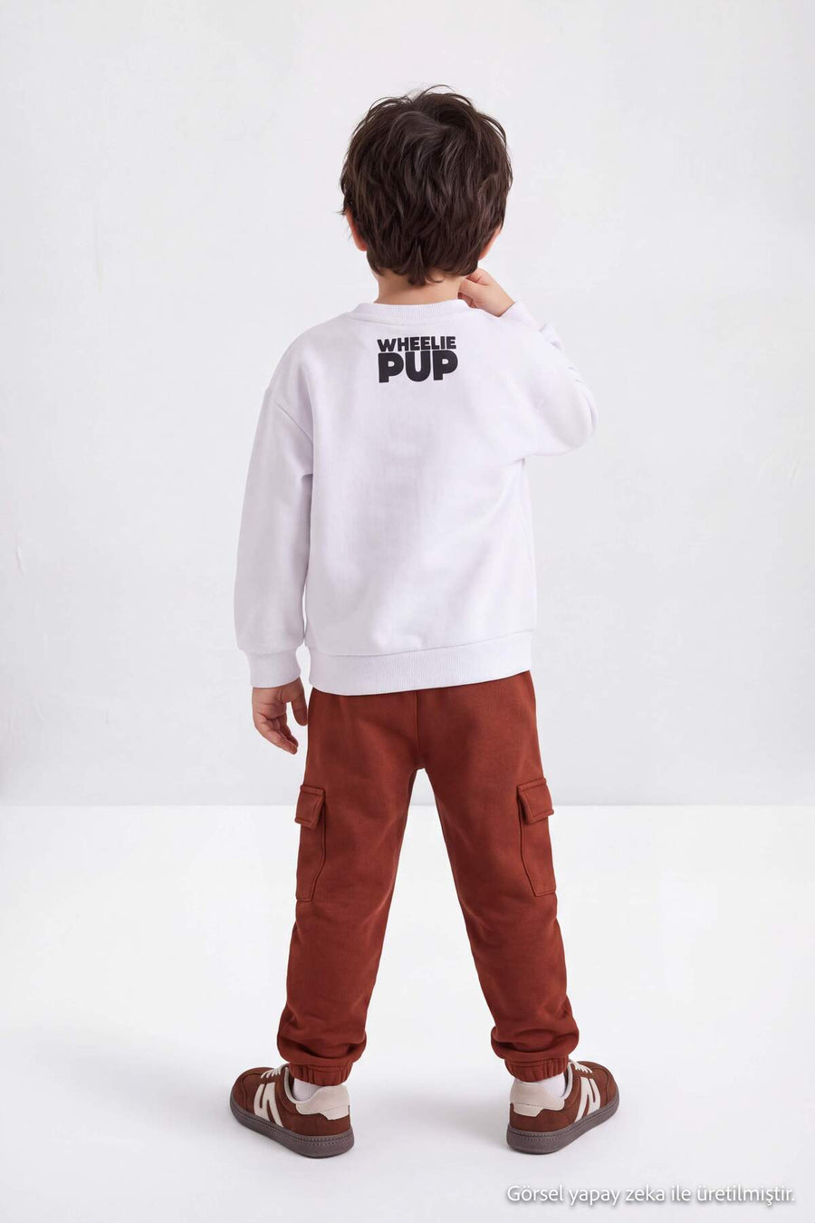Boys' White Puppy-Print Sweatshirt & Cargo Jogger Set