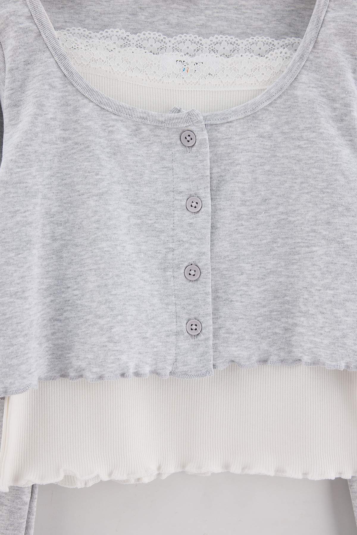 Girls' Grey Cardigan & Top 2-Piece Set