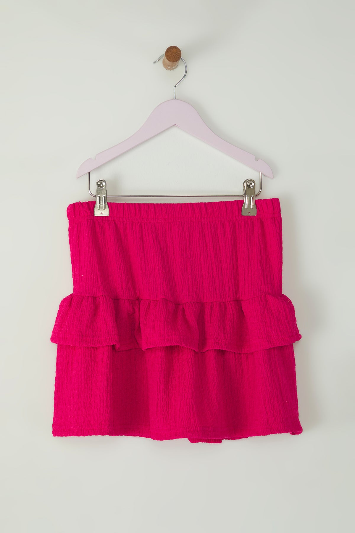 Girls' Fuchsia Ruffled Mini Skirt