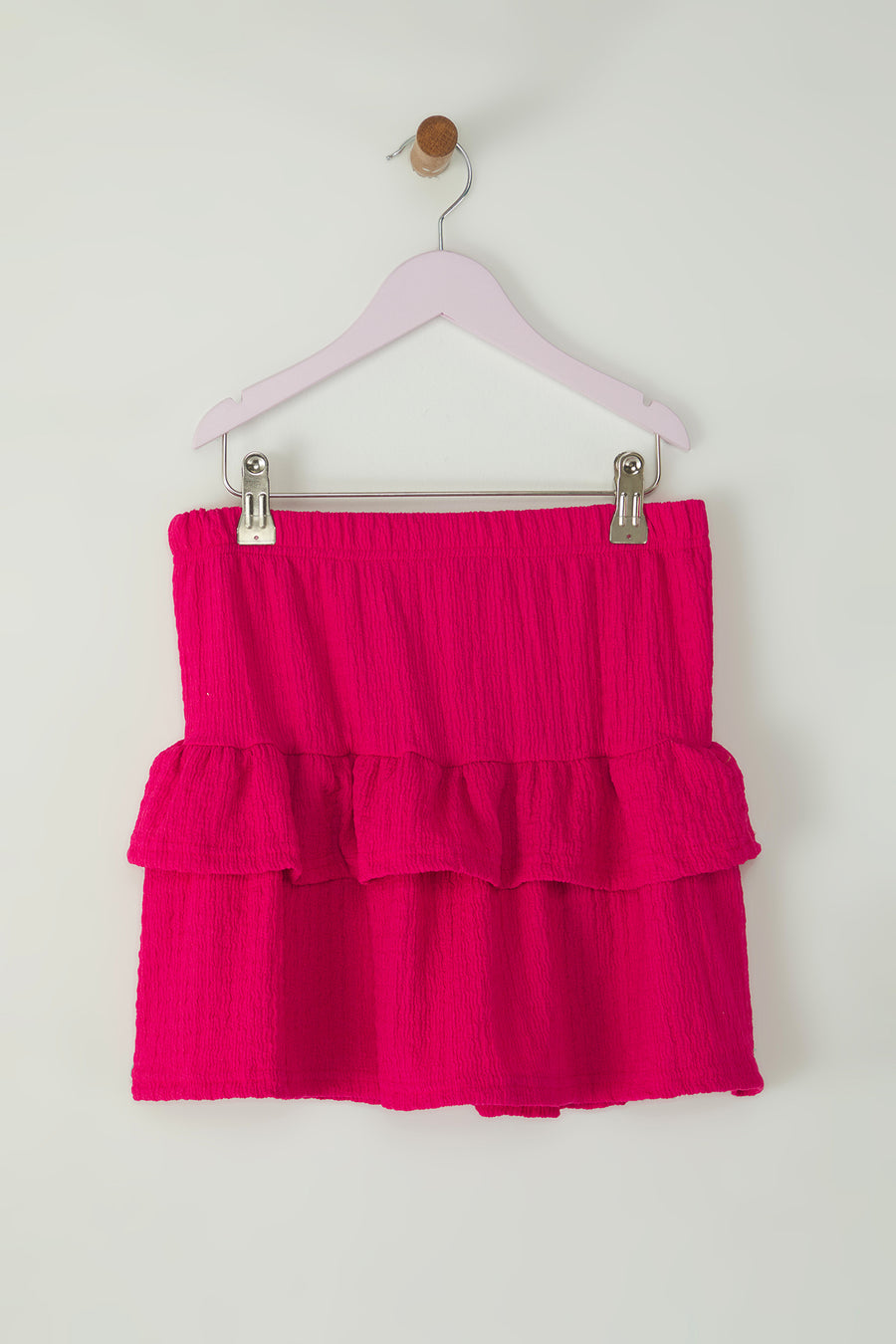 Girls' Fuchsia Ruffled Mini Skirt