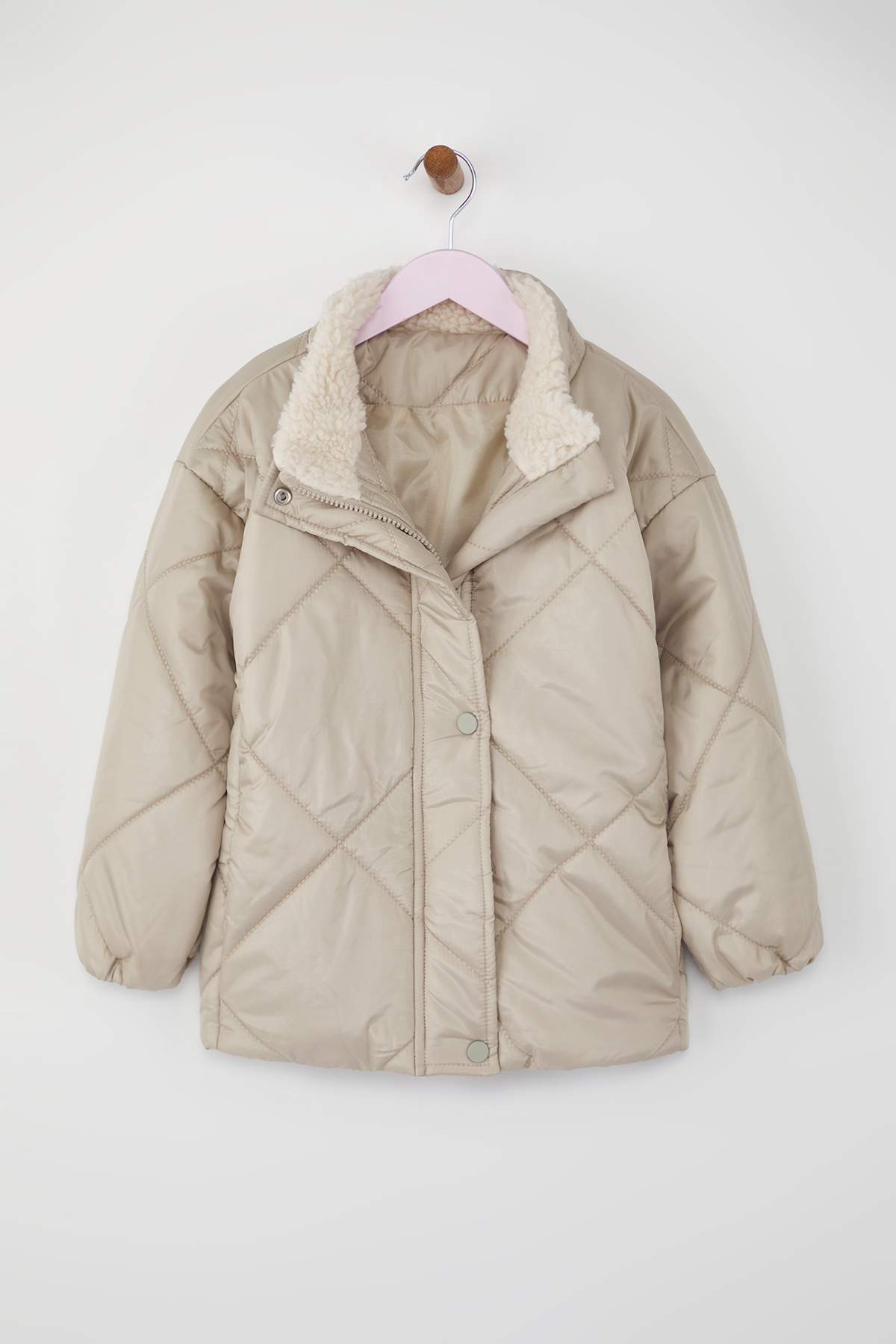 Girls' Stone Thick Quilted High-Neck Coat