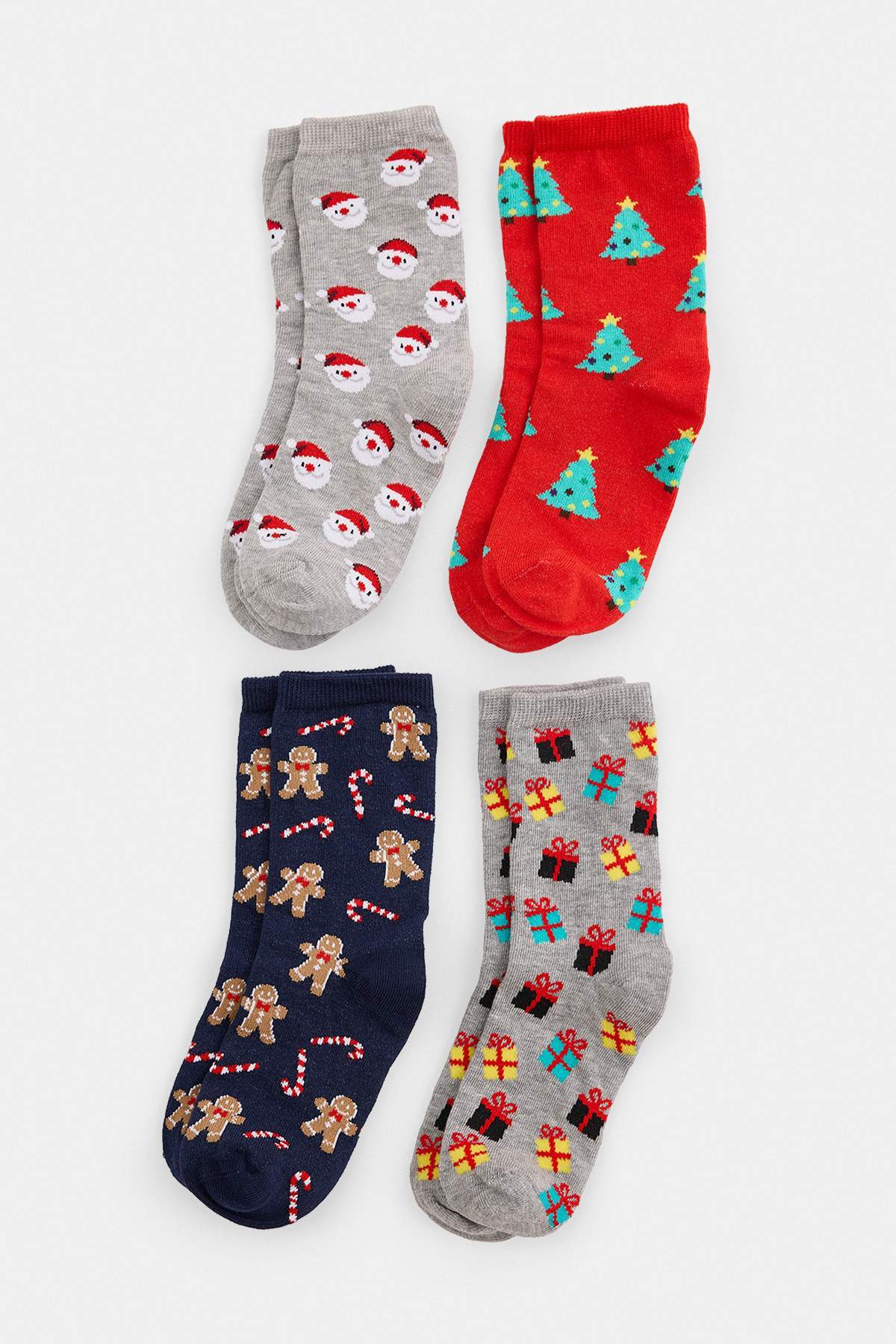Kids' Winter Holiday Socks 4-Pack Gift Box