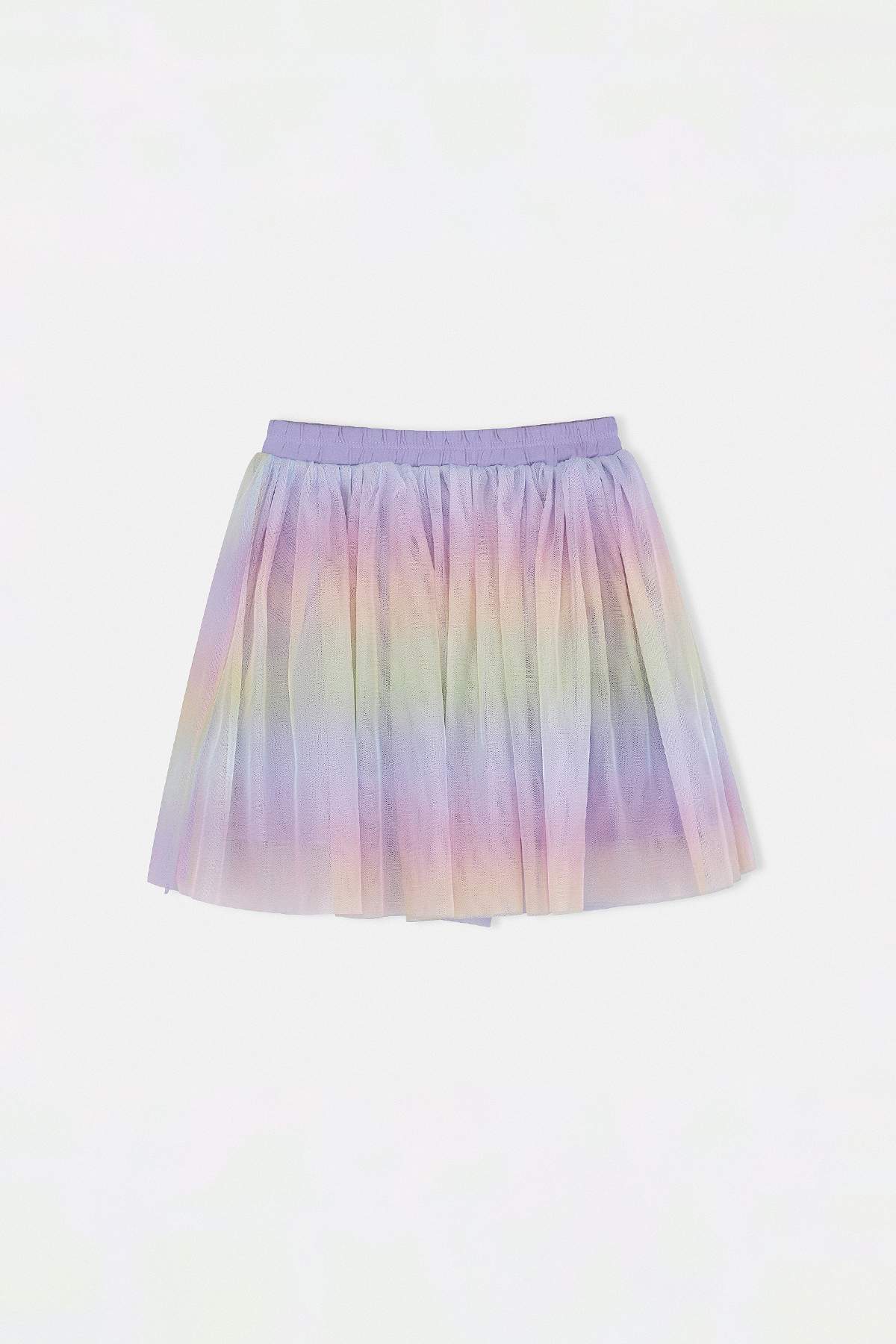 Girls' Lilac T-Shirt & Rainbow Tulle Skirt Set