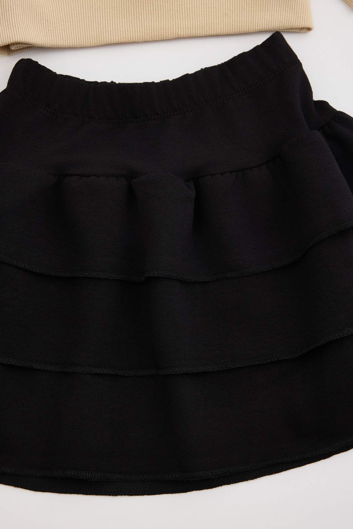 Girls' Bow-Sleeve Sweatshirt & Tiered Skirt Set