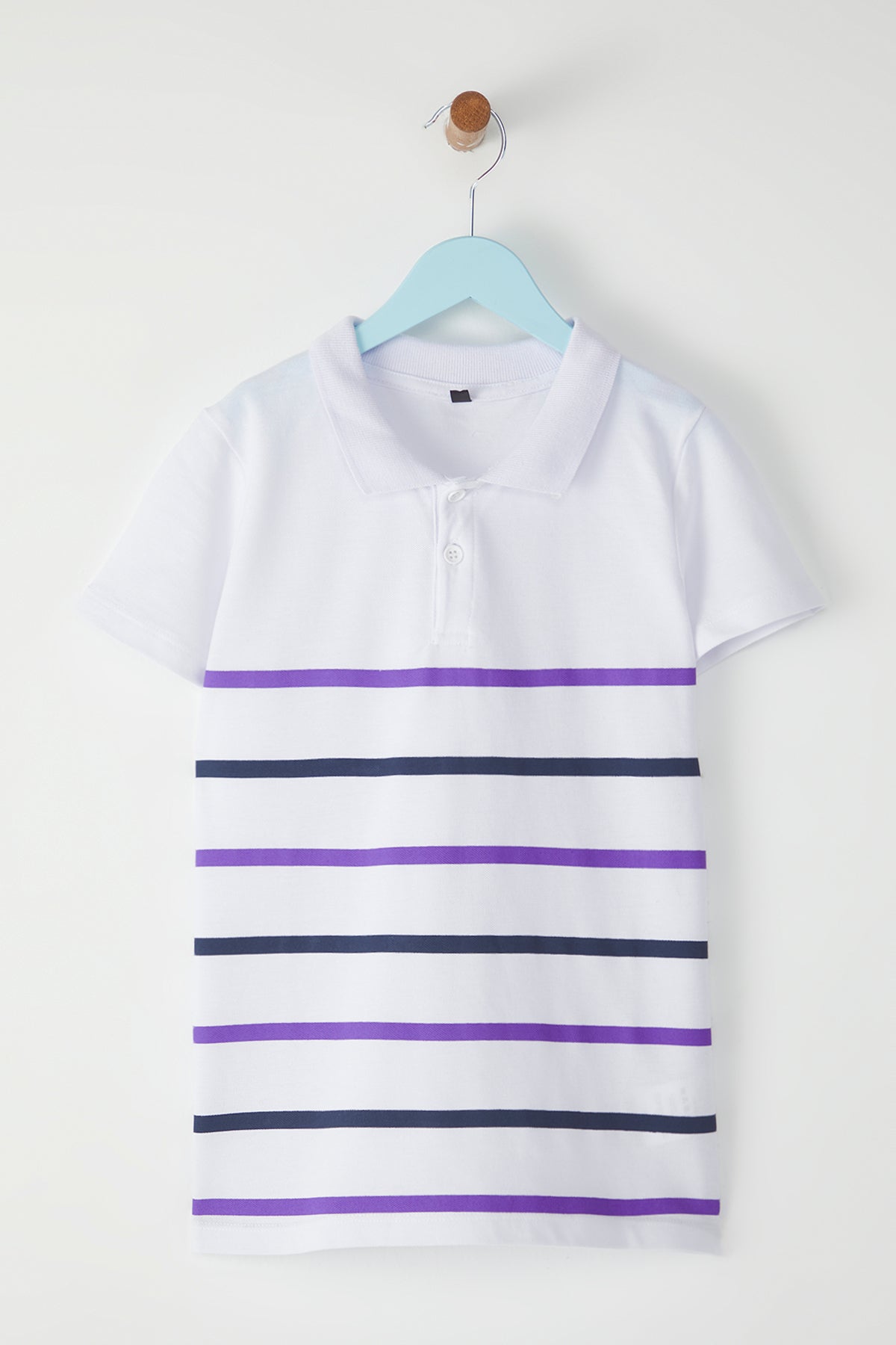 Boys' Ecru Striped Cotton Polo Shirt