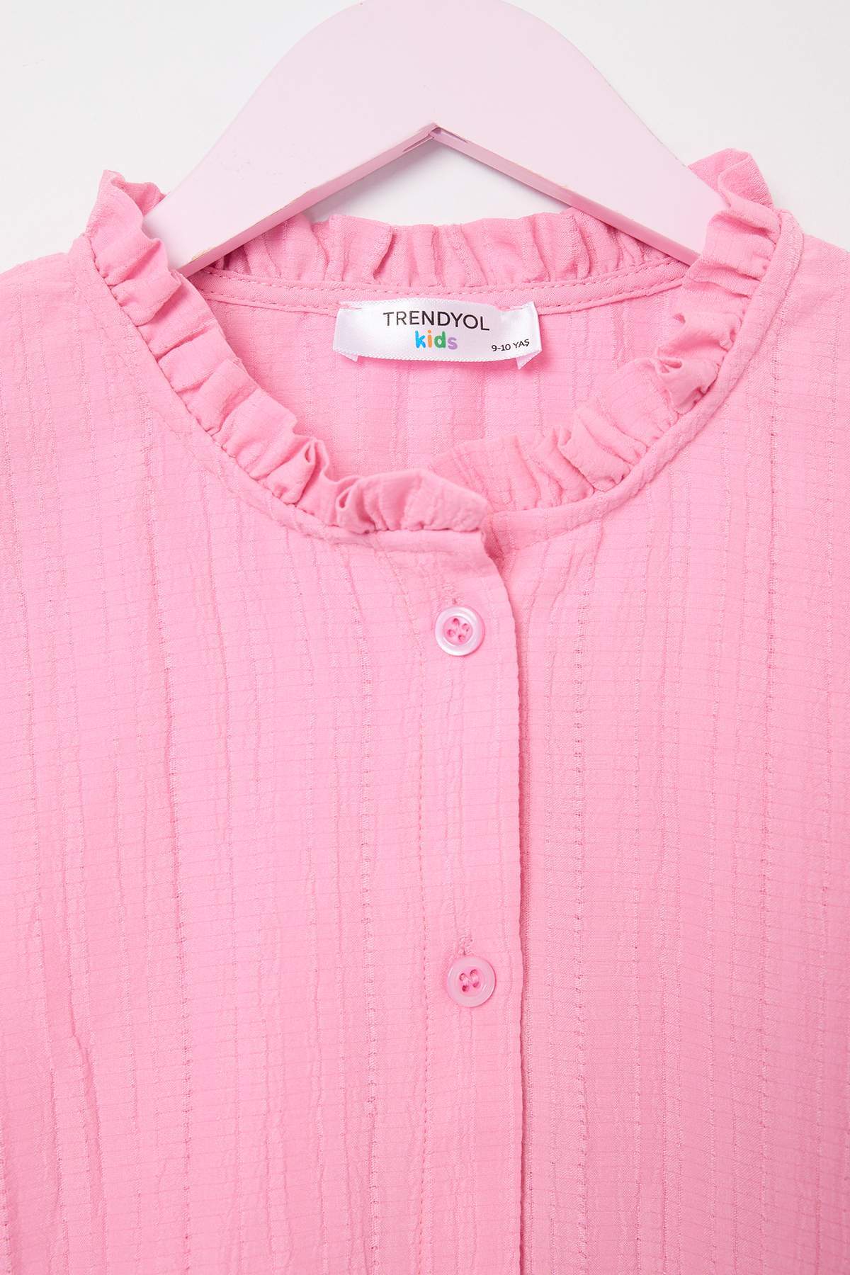 Girls' Pink Frilled Long-Sleeve Shirt