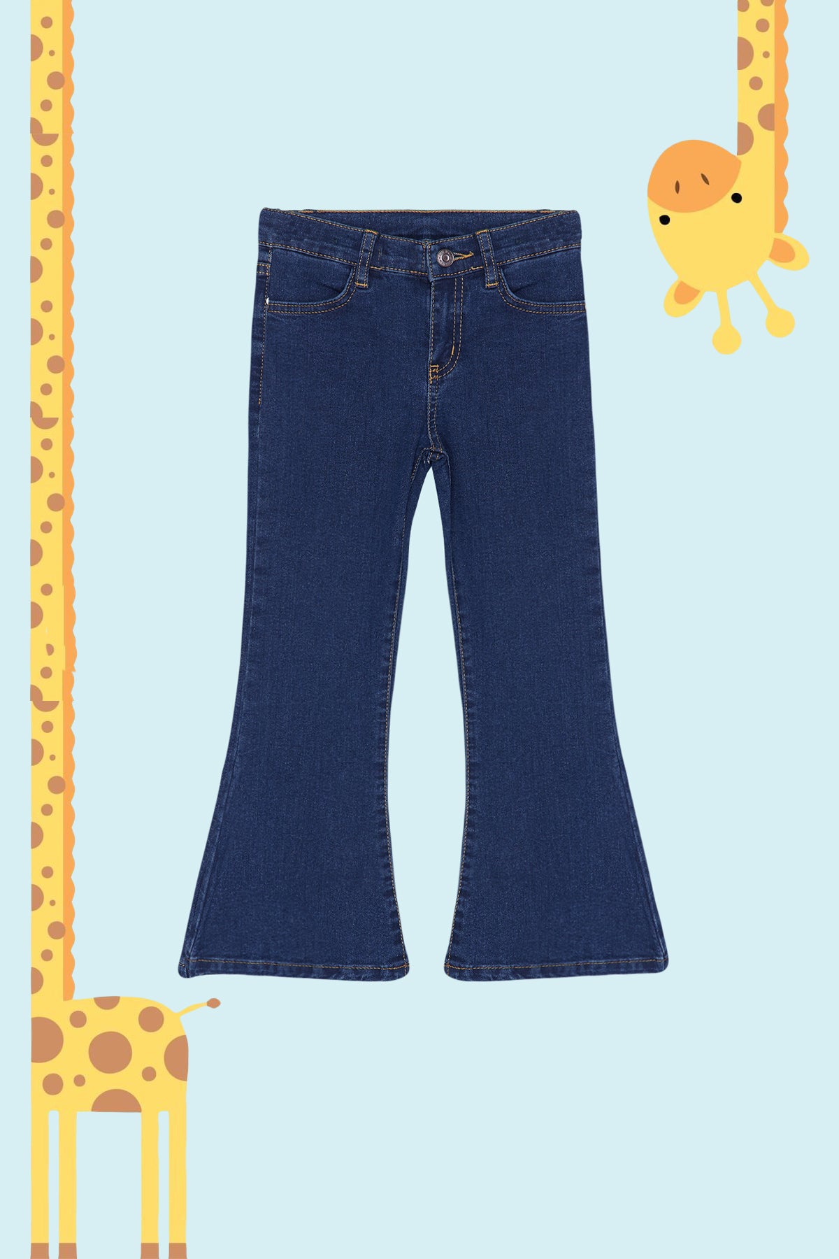 Girls' Dark Blue Flared Stretch Jeans