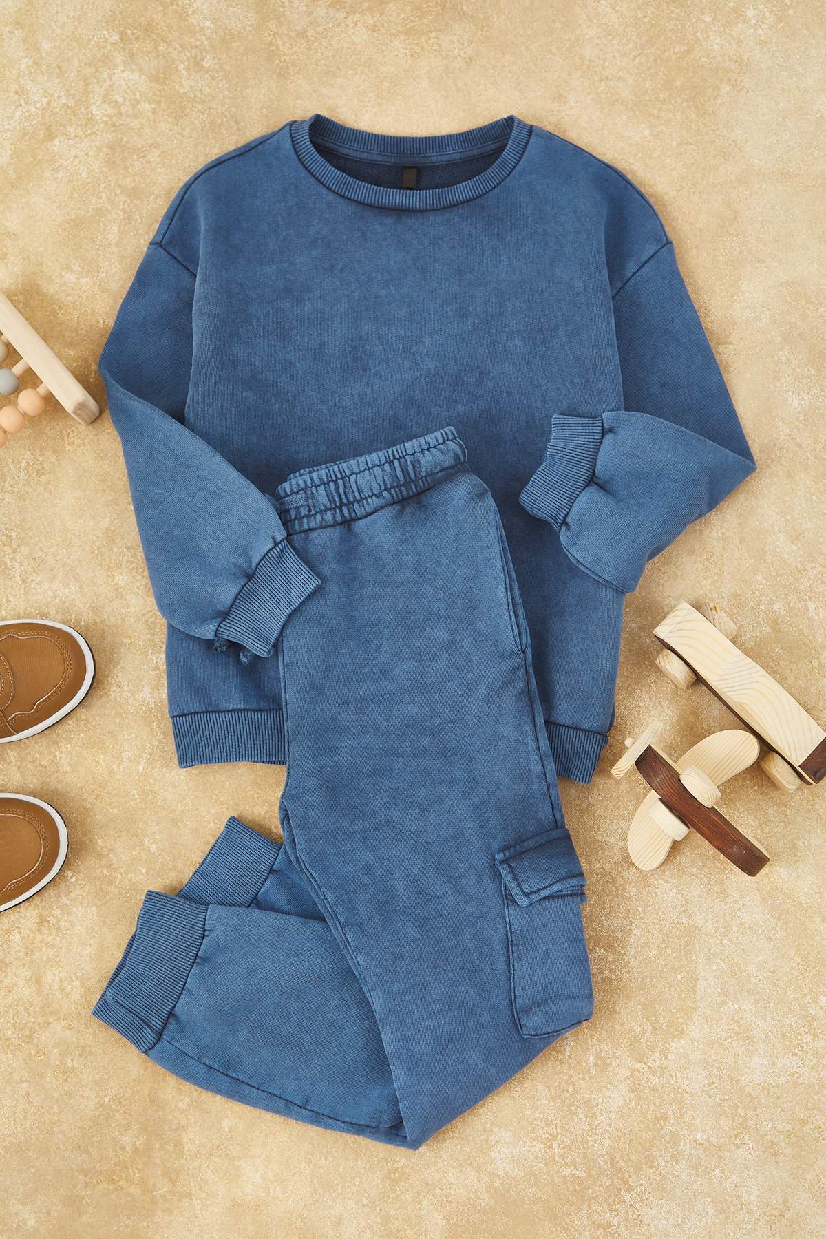 Kids' Washed-Effect Oversized Sweatshirt & Jogger Set