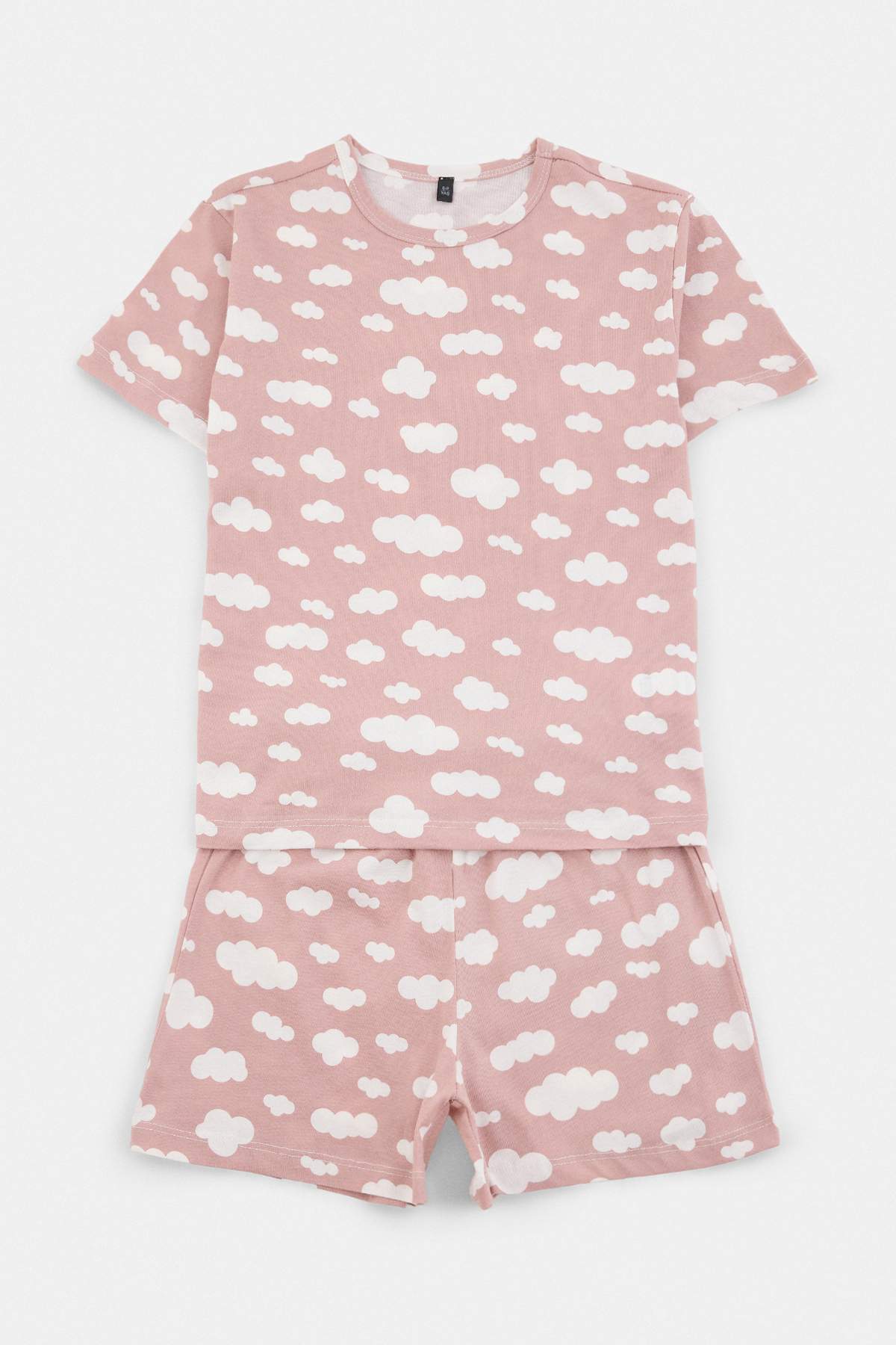 Girls' Pink Cloud-Print T-Shirt & Shorts Pyjama Set