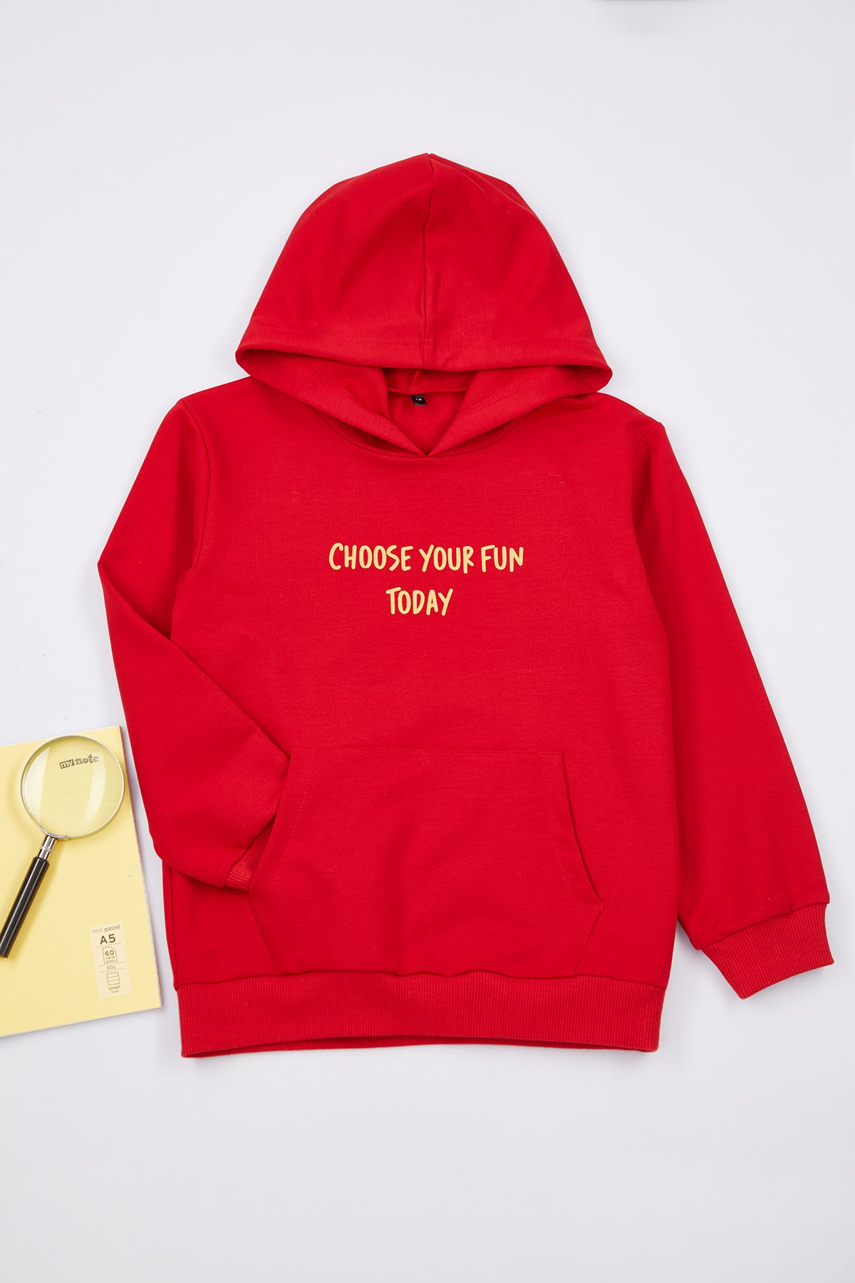 Boys' Red Slogan Hooded Sweatshirt