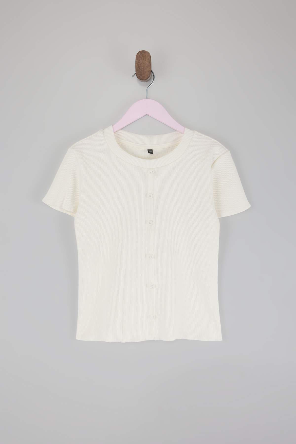 Girls' Ribbed Button-Front T-Shirt