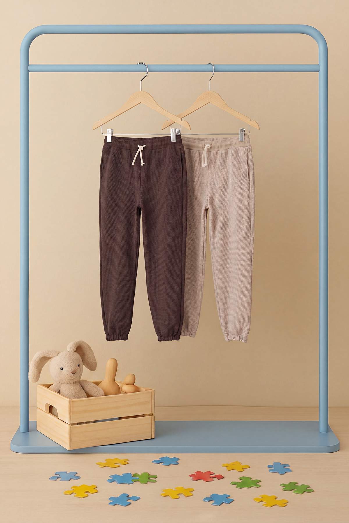 Boys' Stone & Brown 2-Pack Textured Joggers